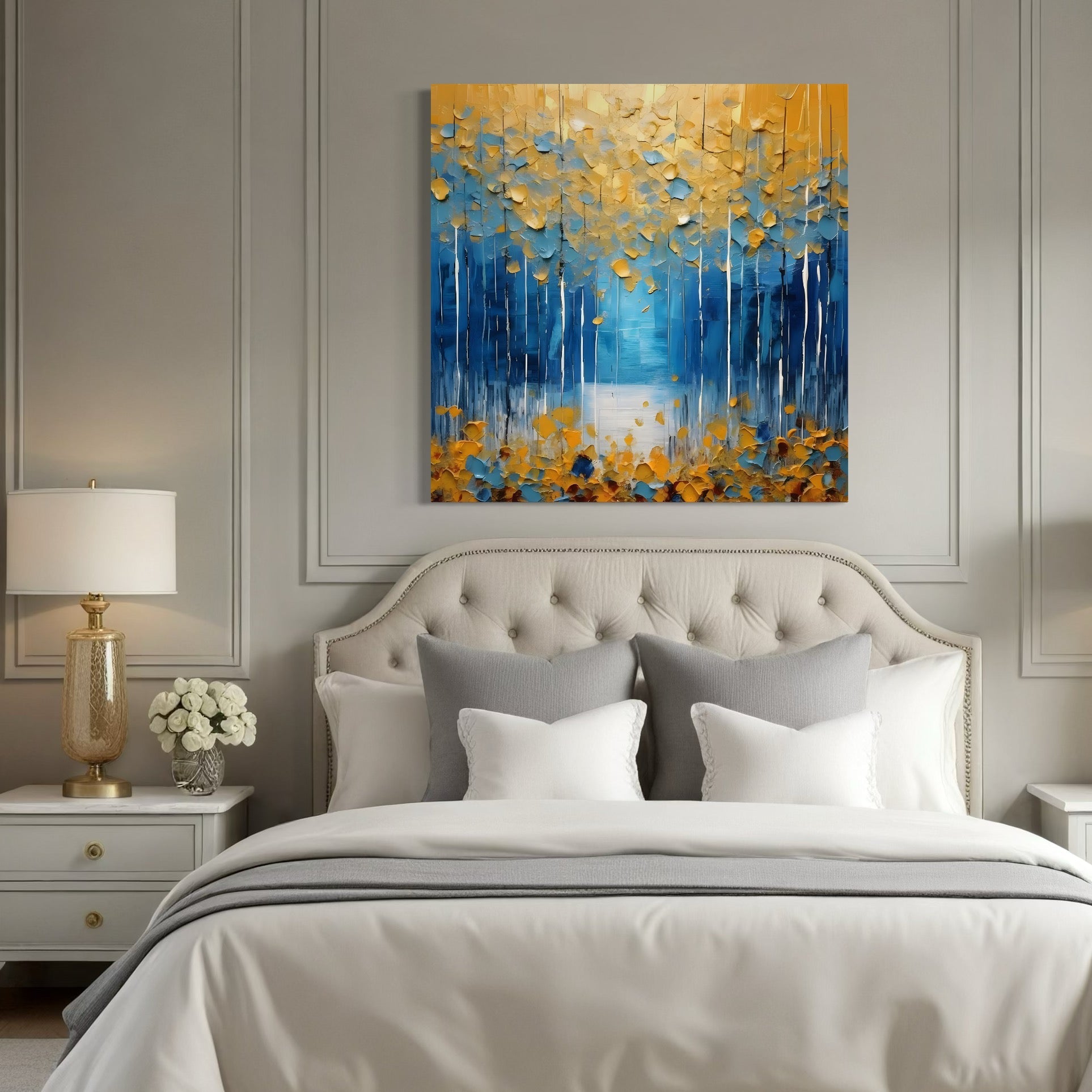 Tablou Canvas Premium LuxCanva® C1234, Abstract Autum Leafs , Relaxare, Living Room, Culori Vibrante