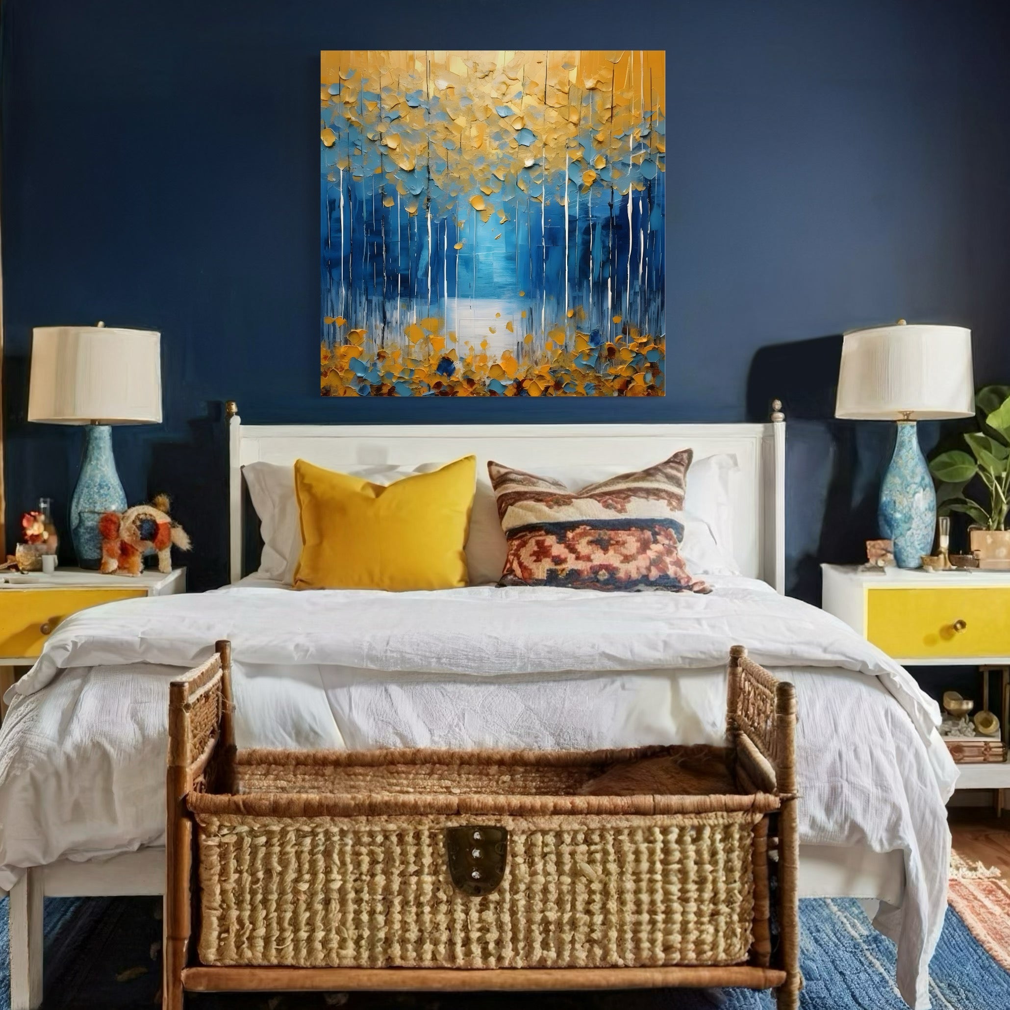 Tablou Canvas Premium LuxCanva® C1234, Abstract Autum Leafs , Relaxare, Living Room, Culori Vibrante