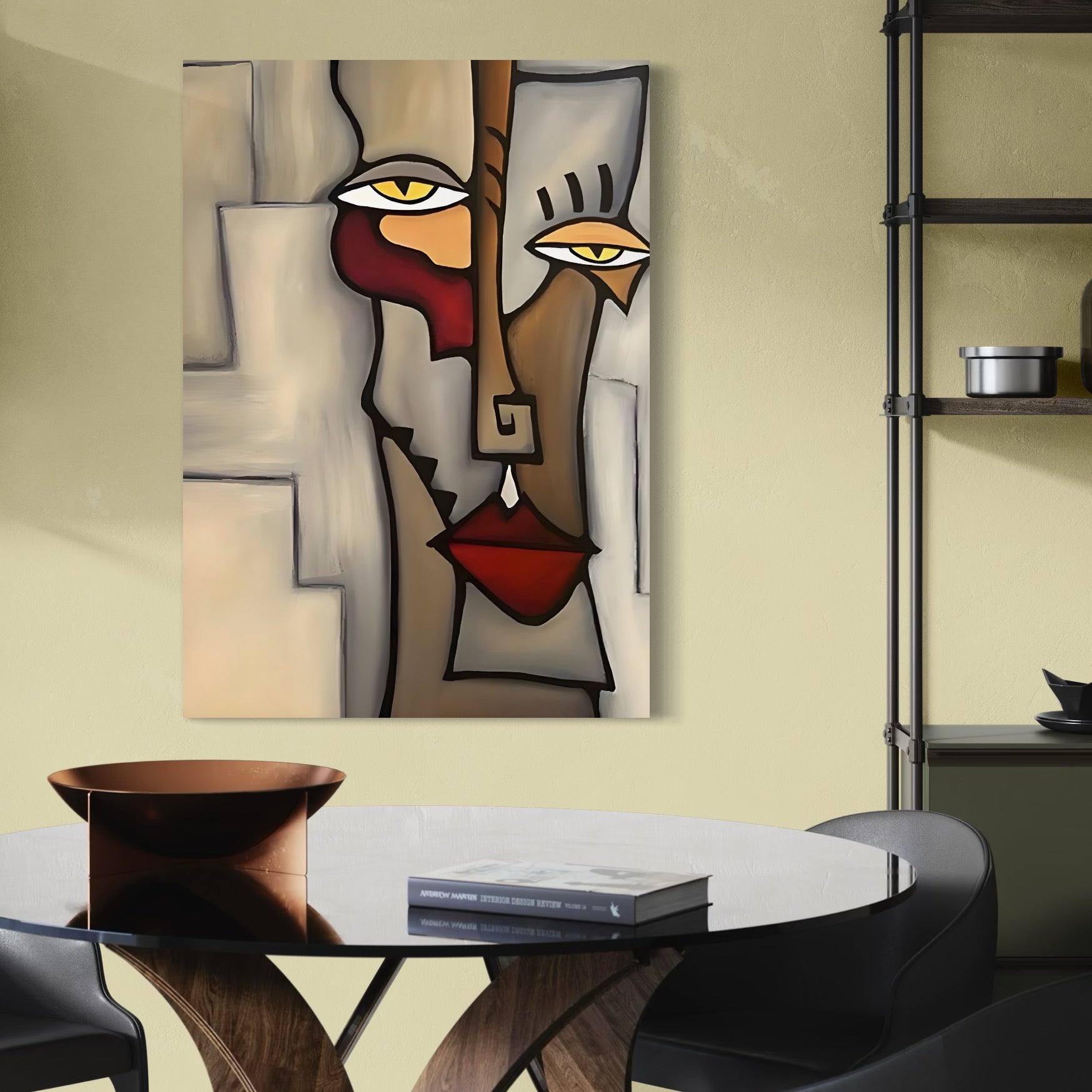 Tablou Canvas Premium LuxCanva® C1235, Portret Cubist Tom Fedro , Relaxare, Living Room, Culori Vibrante