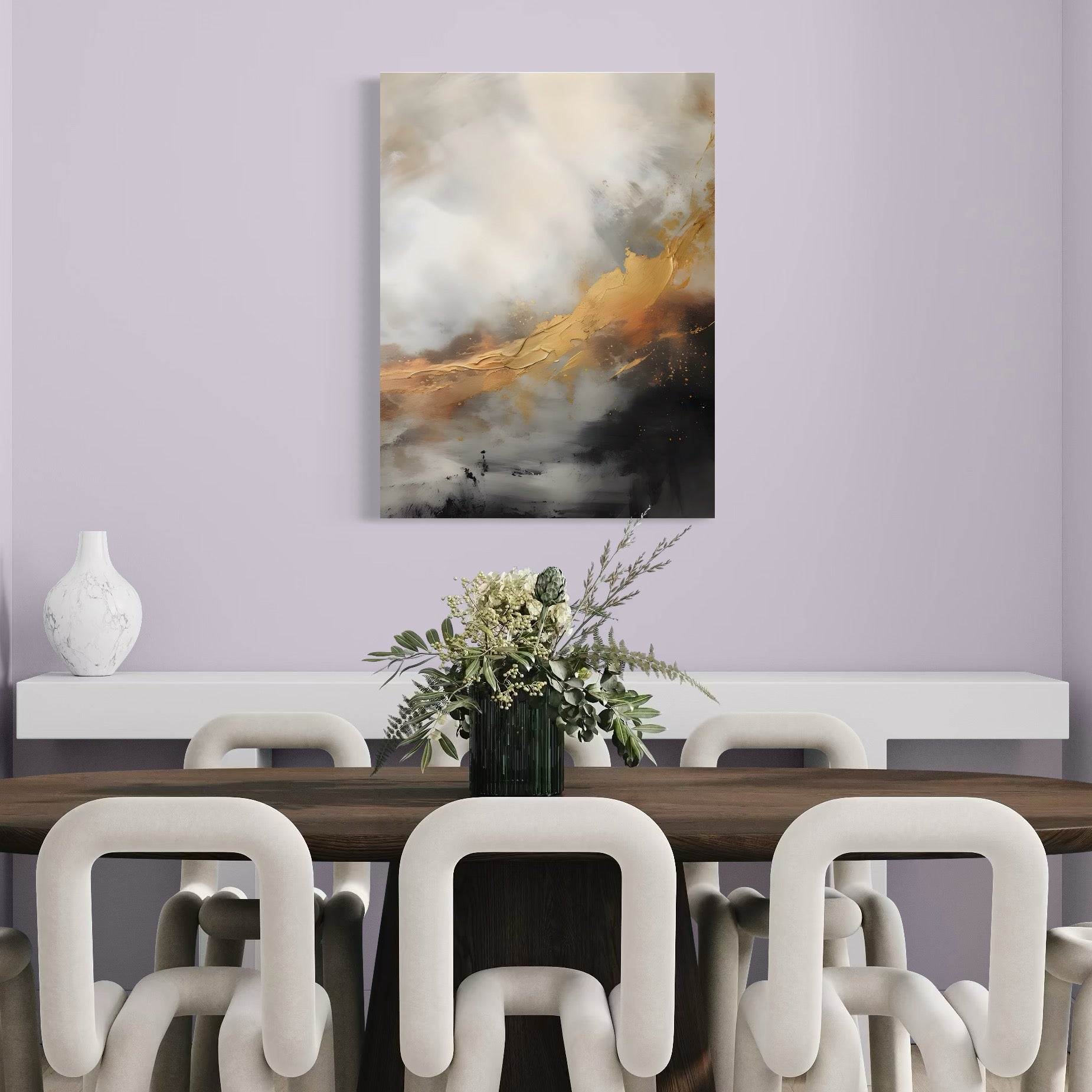 Tablou Canvas Premium LuxCanva® C1237, Gold And Grey Abstract Painting ,  Relaxare, Living Room, Culori Vibrante