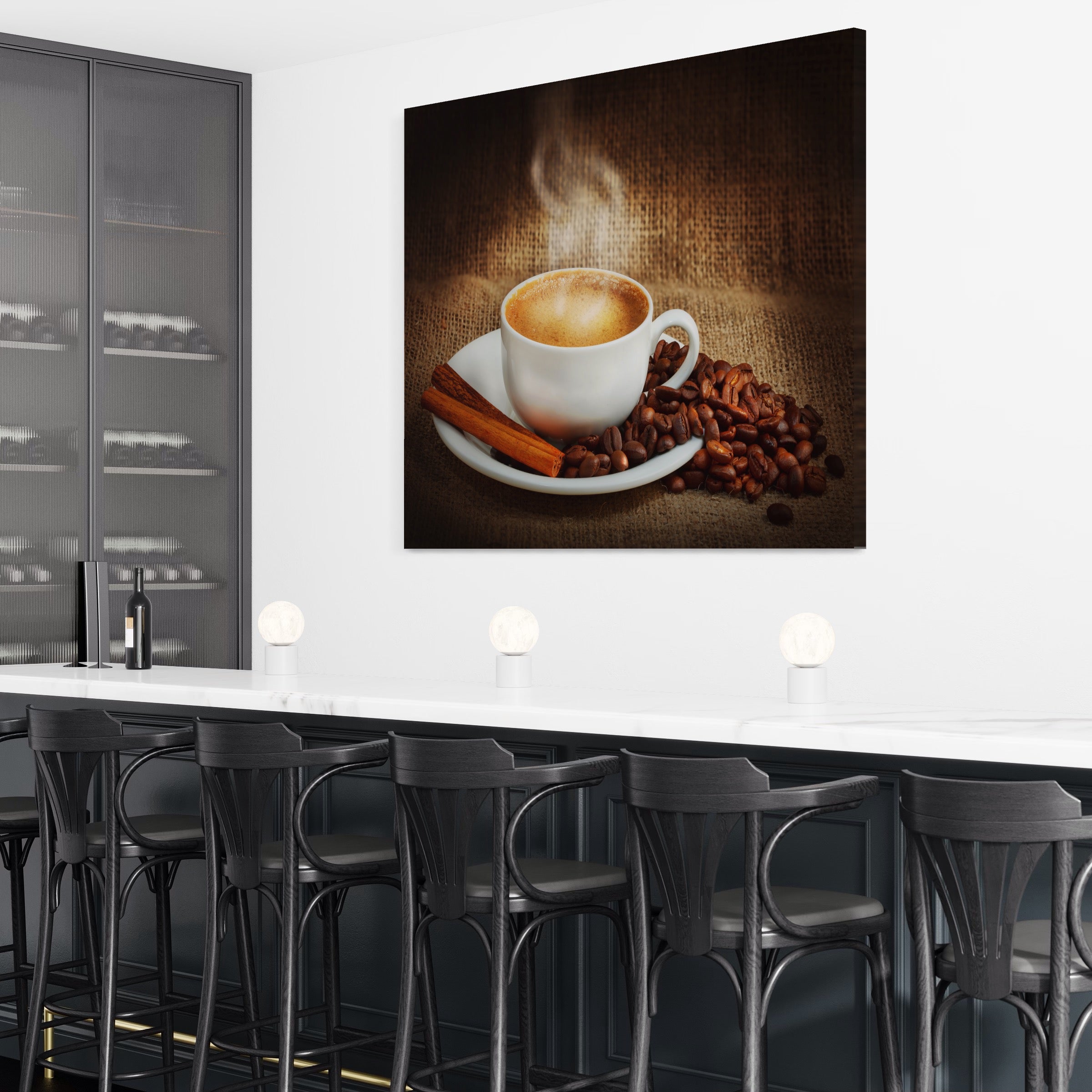 Tablou Canvas Premium LuxCanva® A1095, Aroma De Cafea , Scortisoara, Cappuccino, Boabe De Cafea, Culori Vibrante