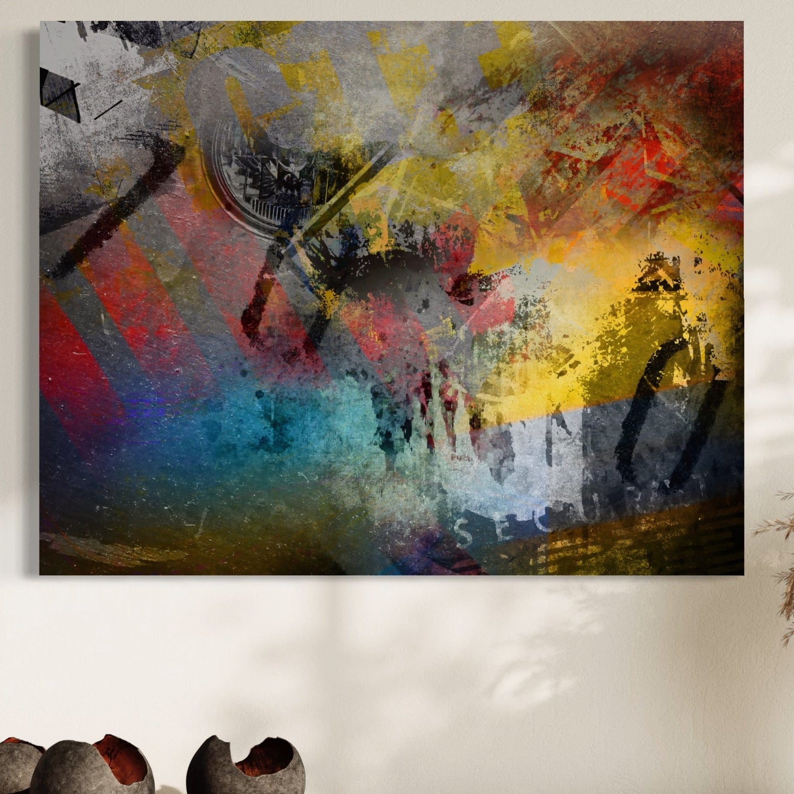 Tablou Canvas Premium LuxCanva® A1086, Colorful Yellow , Abstract, Galben, Multicolor, Culori Vibrante