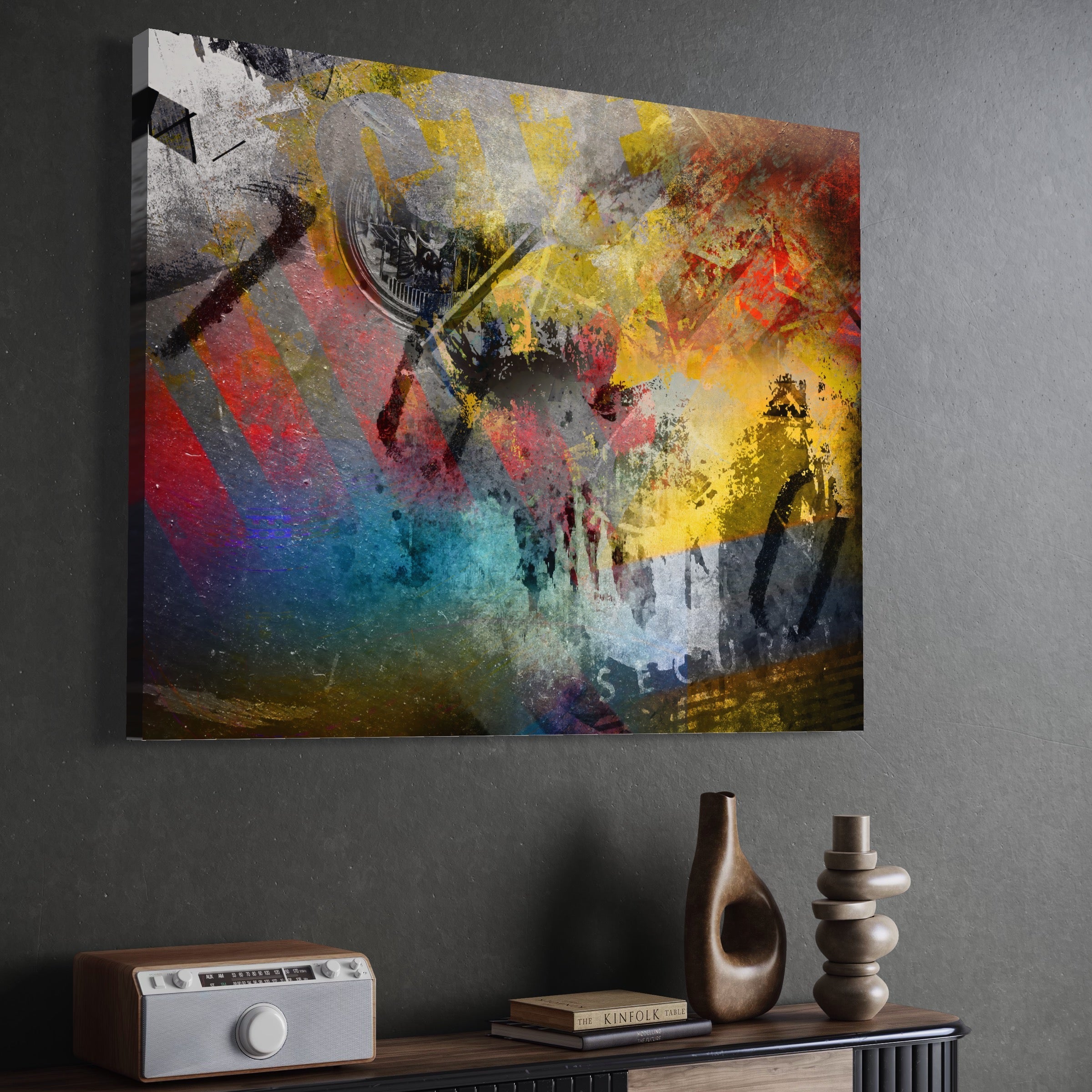 Tablou Canvas Premium LuxCanva® A1086, Colorful Yellow , Abstract, Galben, Multicolor, Culori Vibrante