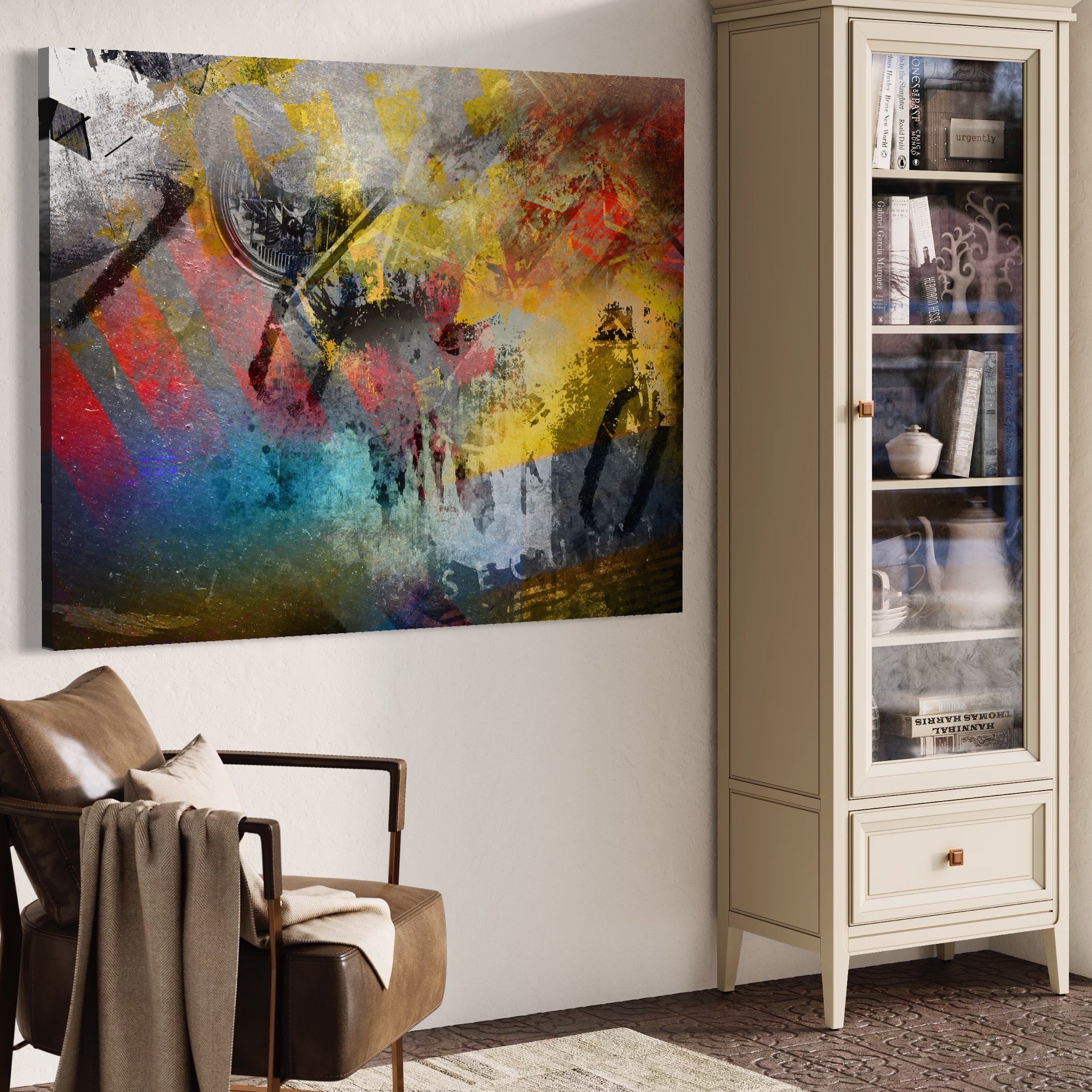 Tablou Canvas Premium LuxCanva® A1086, Colorful Yellow , Abstract, Galben, Multicolor, Culori Vibrante