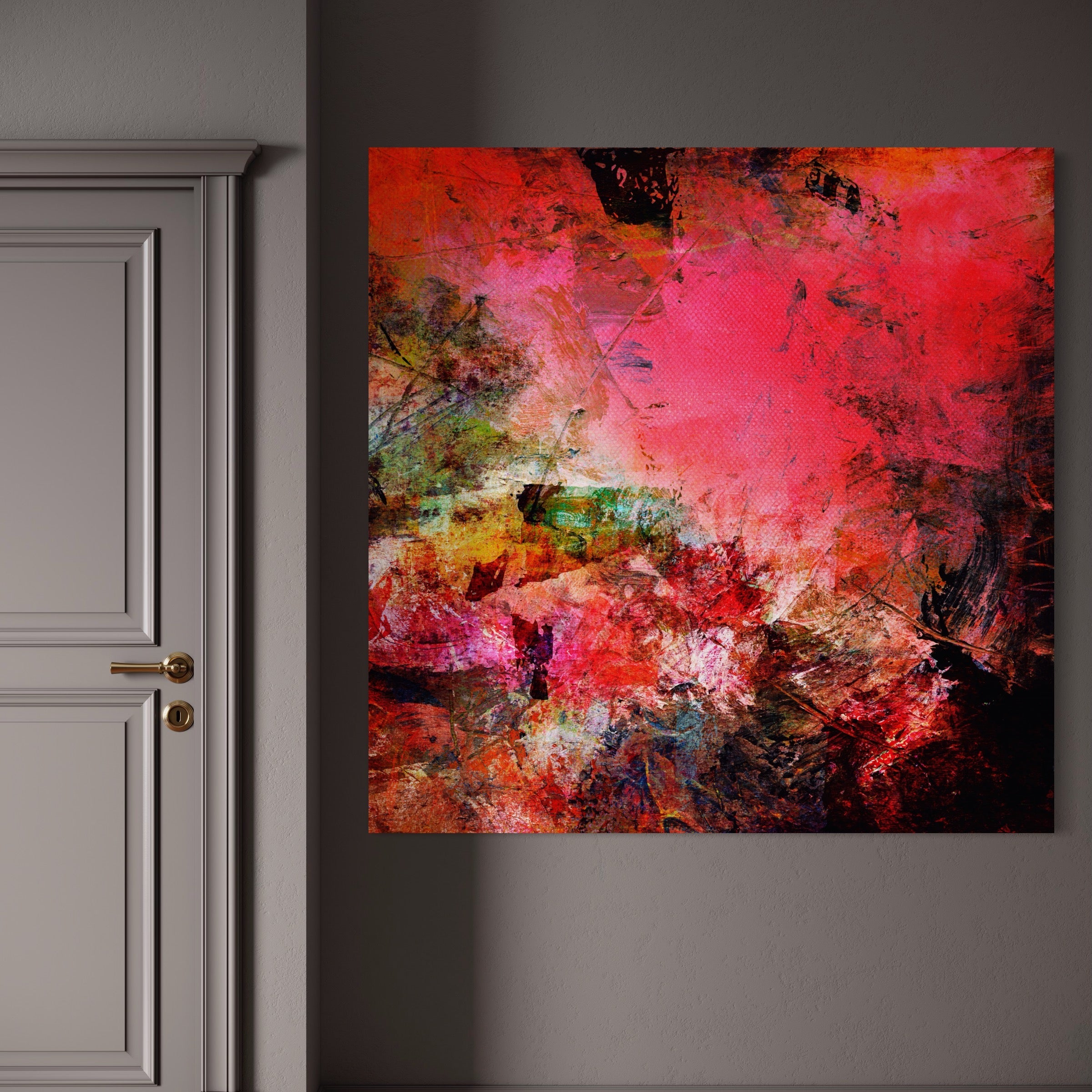 Tablou Canvas Premium LuxCanva® A1085, Colorful Red , Abstract, Red, Multicolor, Culori Vibrante