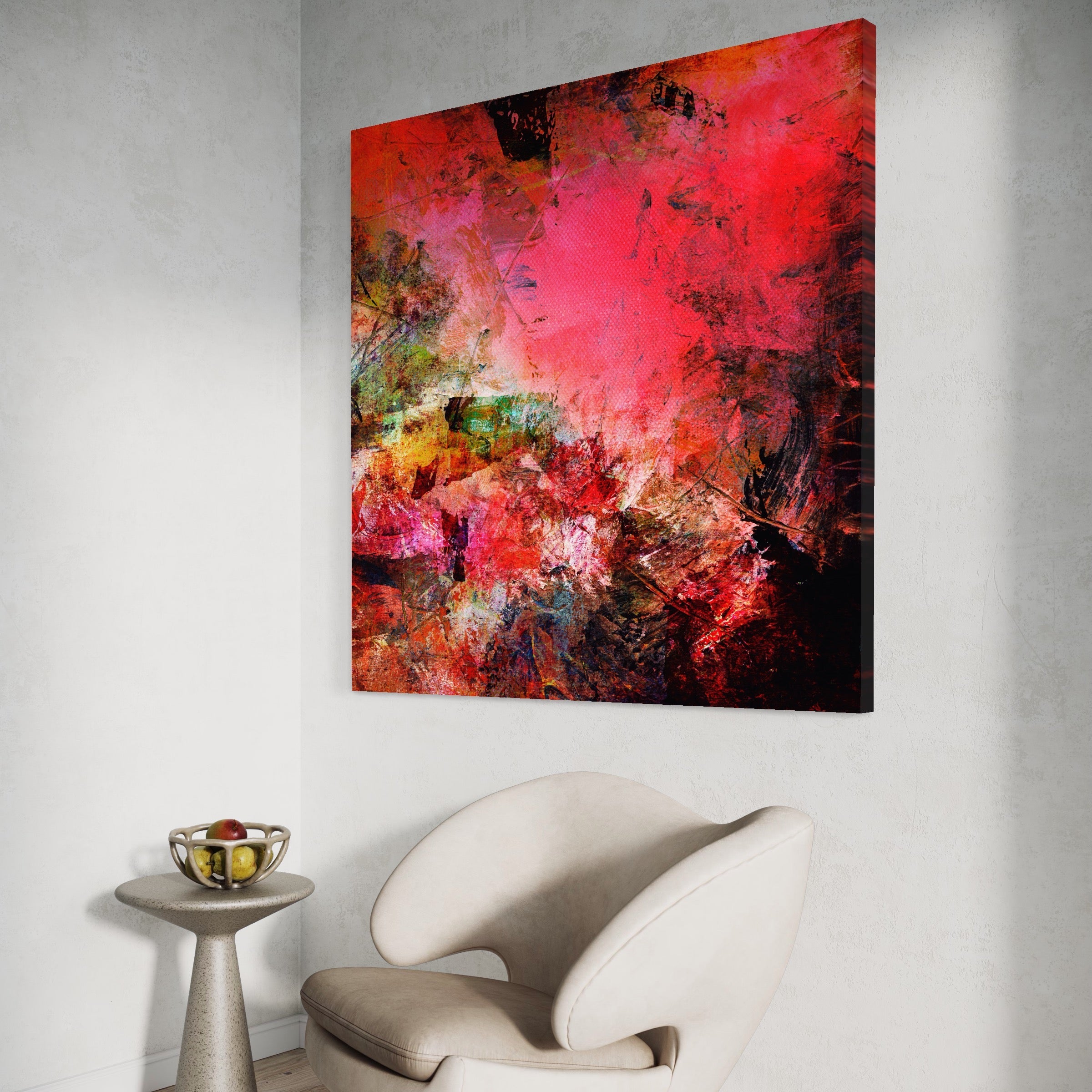 Tablou Canvas Premium LuxCanva® A1085, Colorful Red , Abstract, Red, Multicolor, Culori Vibrante