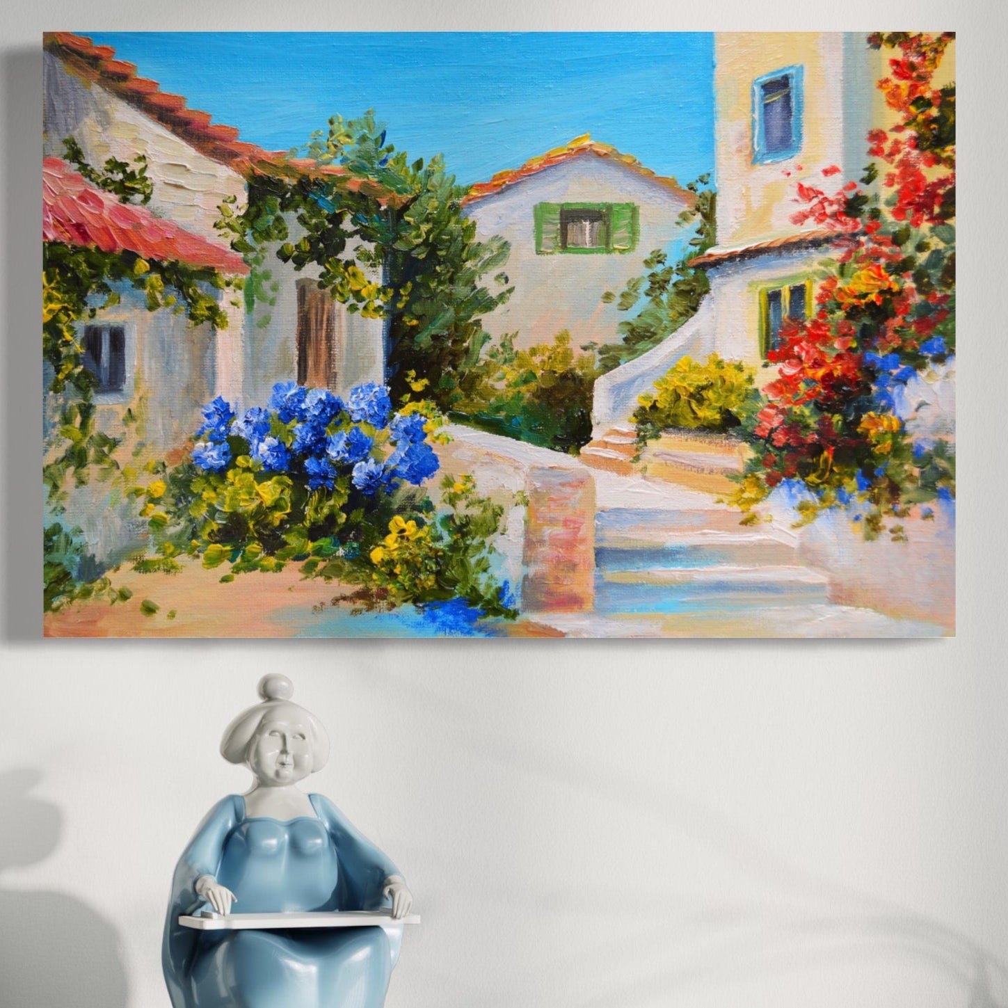 Tablou Canvas Premium LuxCanva® A1079, Casa Cu Flori , Peisaj, Natura, Verde, Culori Vibrante