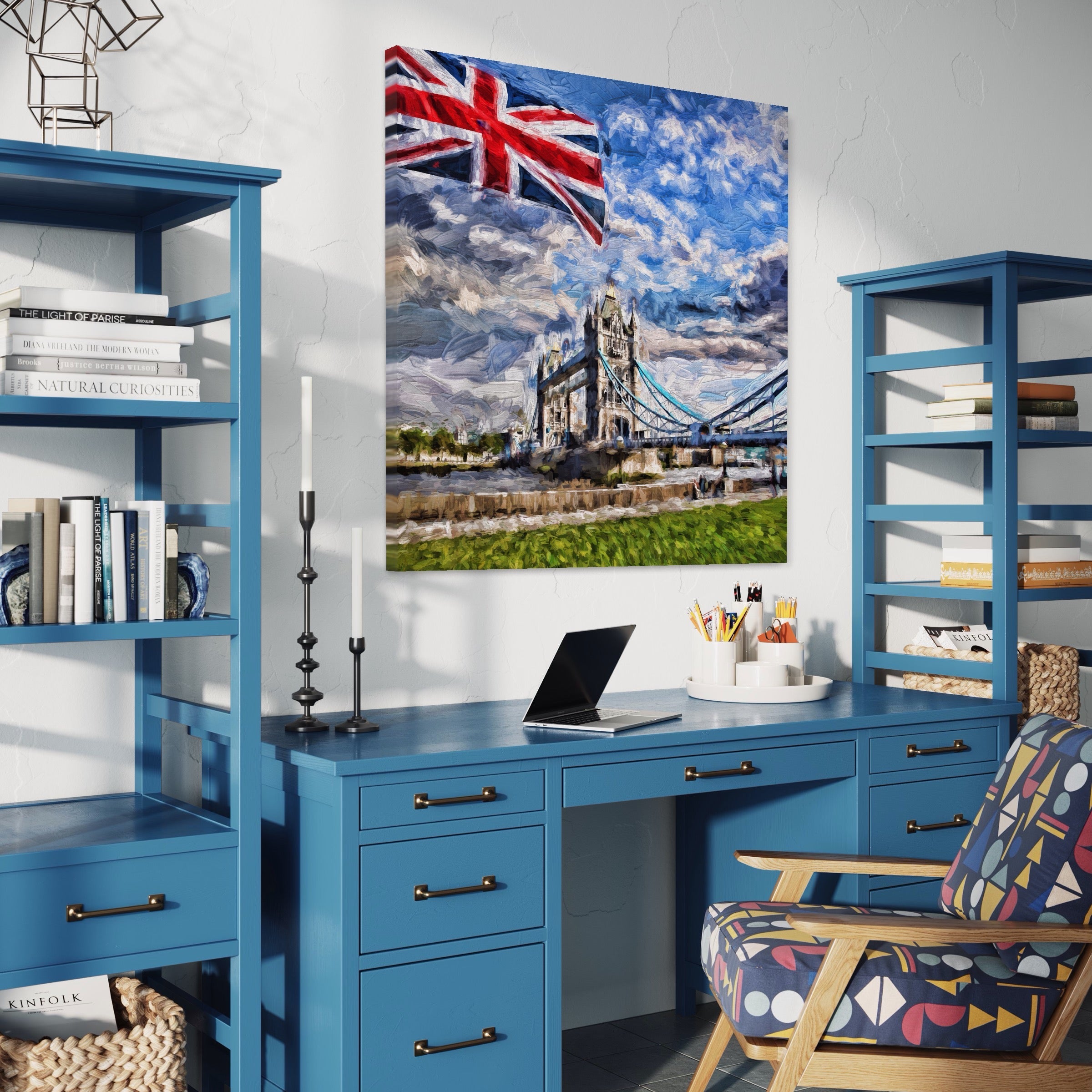 Tablou Canvas Premium LuxCanva® A1077, Tower Bridge , Pod, Londra, Steag, UK, Culori Vibrante