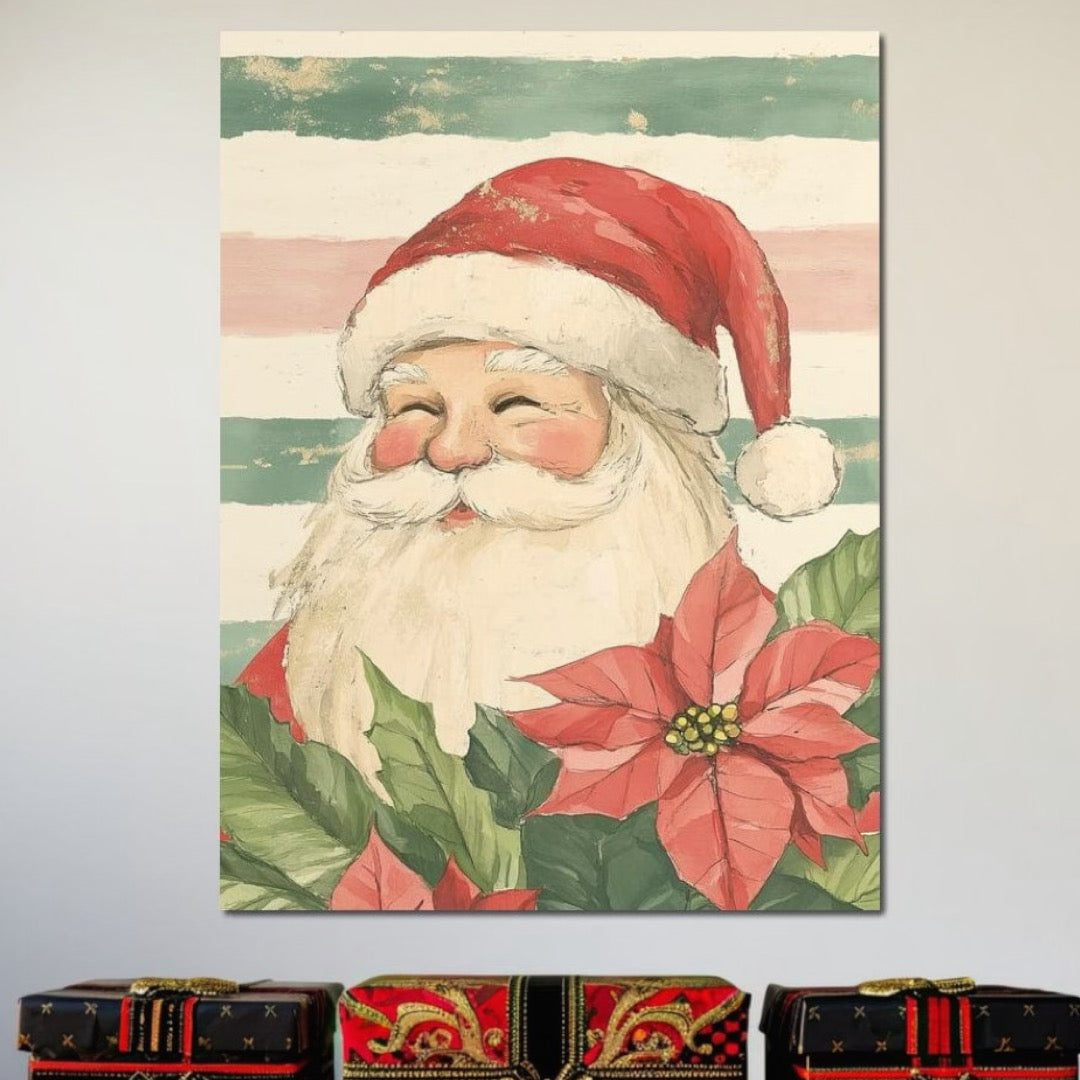 Tablou Canvas Premium LuxCanva® D1054, Mos Craciun, Simbolul Bucuriei ,  Costumatie, Sac, Magie, Zambet, Caciula, Living Room, Culori vibrante