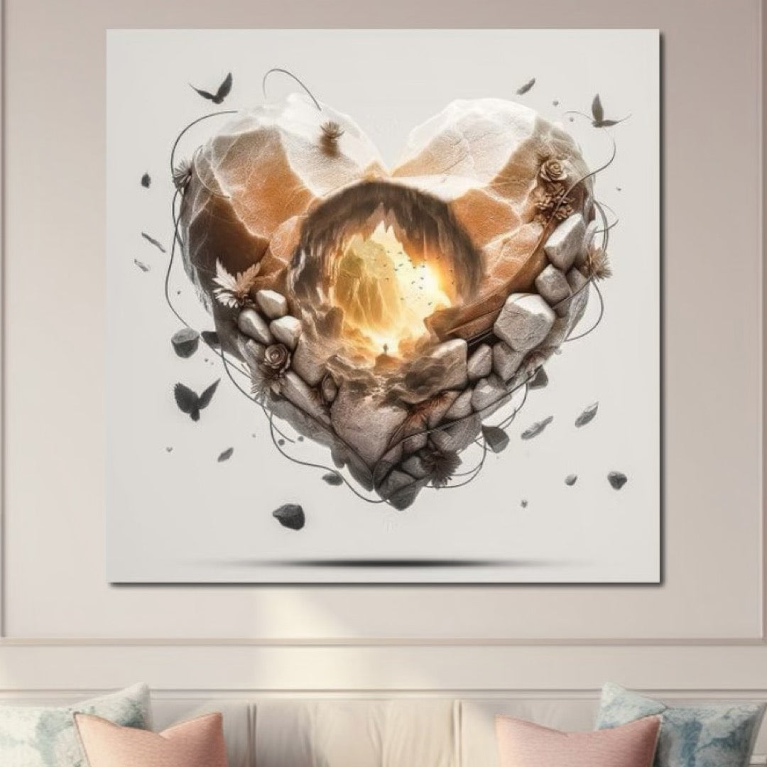 Tablou Canvas Premium LuxCanva® E1008, Inima Eterna , Renastere, Lumina, Speranta, Eternitate, Pietre, Living Room, Culori vibrante