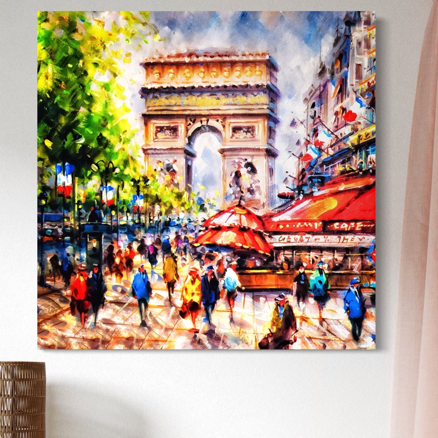 Tablou Canvas Premium LuxCanva® A1066, Arc De Triomphe , Paris, Franta, Oameni Colorati, Culori Vibrante