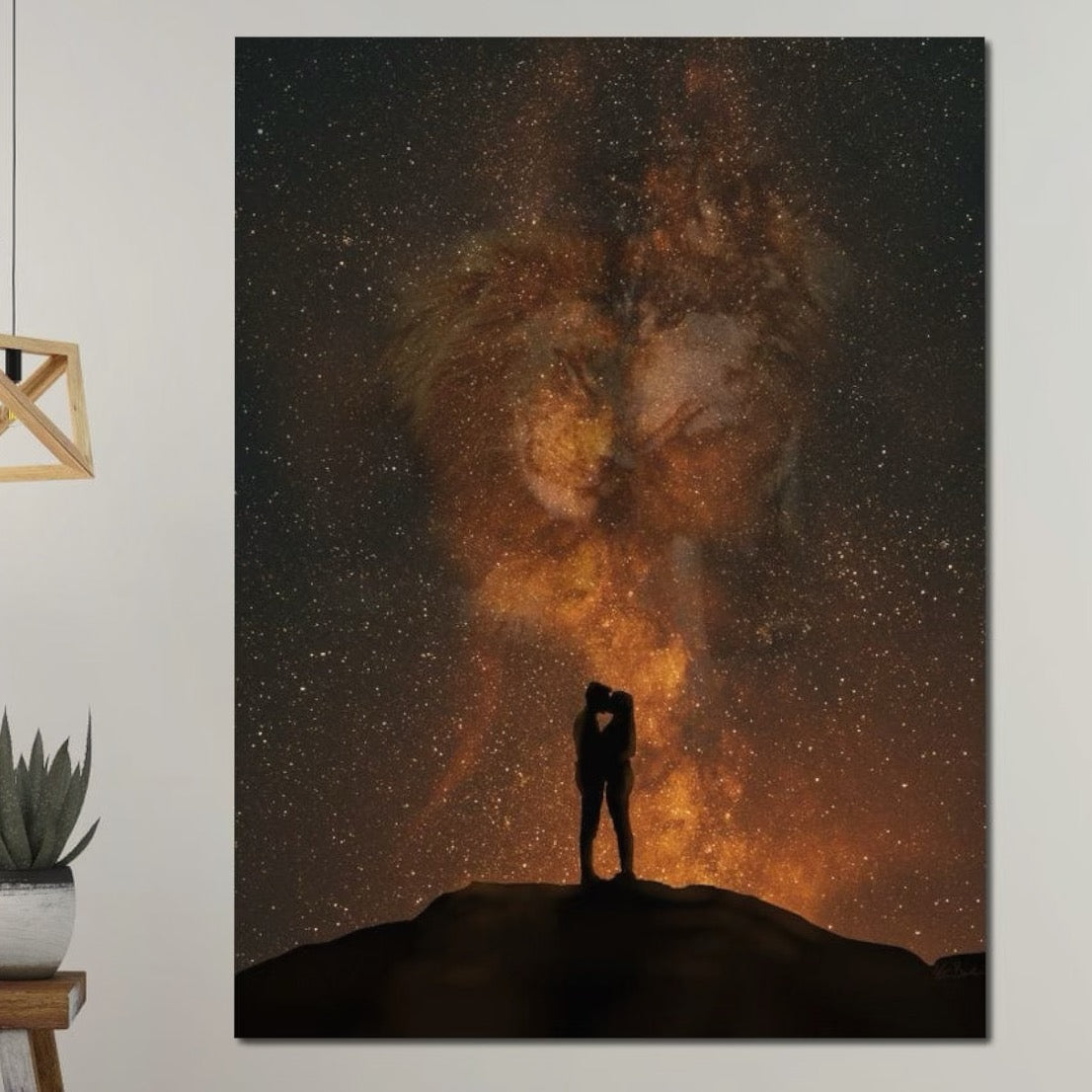 Tablou Canvas Premium LuxCanva® E1027, Iubire Dincolo de Stele, Astral, Cosmic, Univers, Indragostiti, Destin, Living Room, Culori vibrante