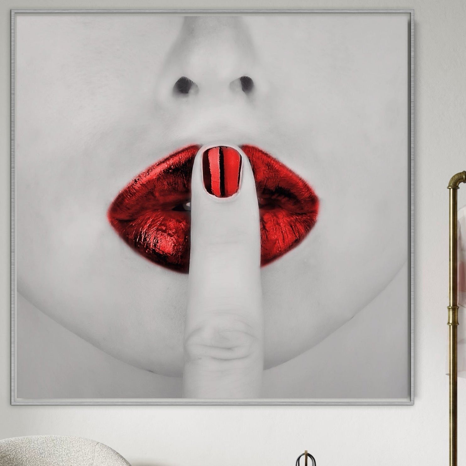 Tablou Canvas Premium LuxCanva® A1057, Red Lips , Senzual, Rosu, Nails, Abstract, Culori Vibrante