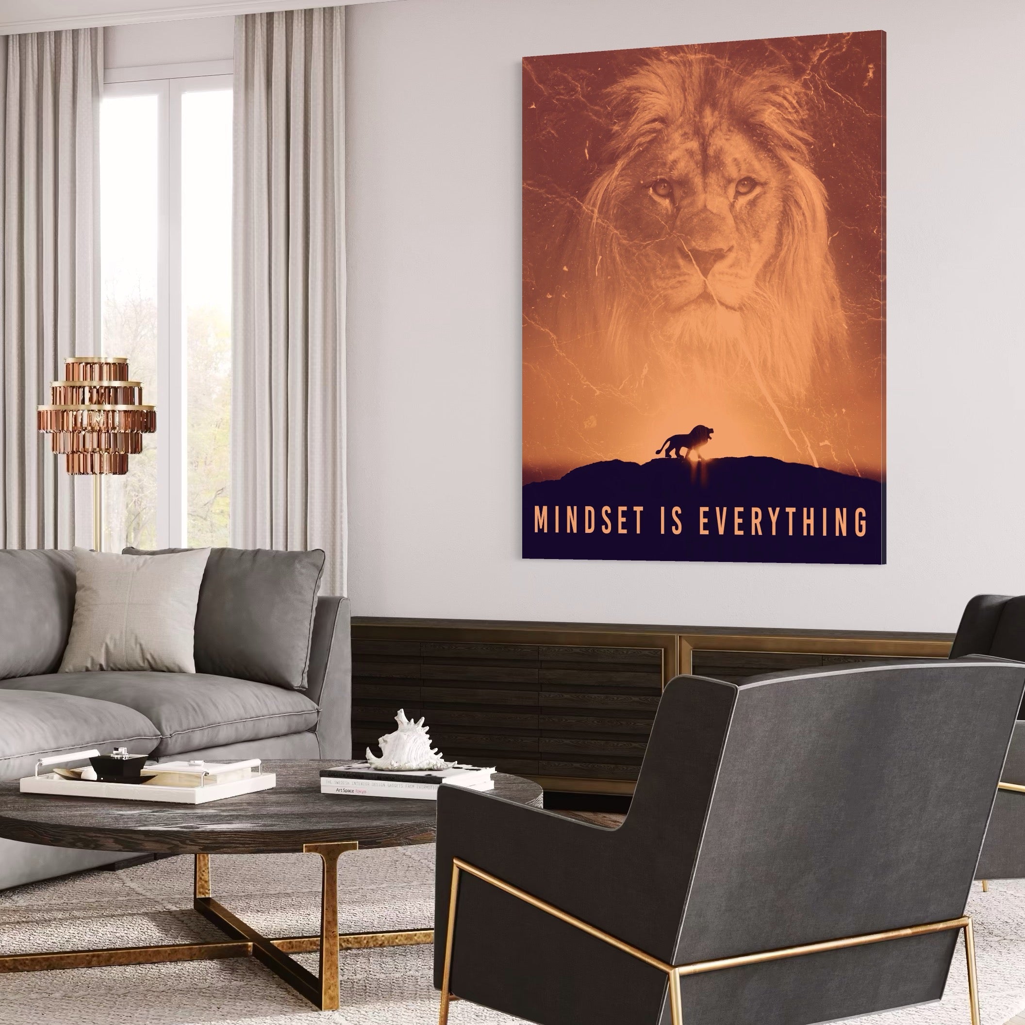 Tablou Canvas Premium LuxCanva® A1049, The Lion King ,  Leu, Regele Junglei, Safari, Motivational, Culori Vibrante