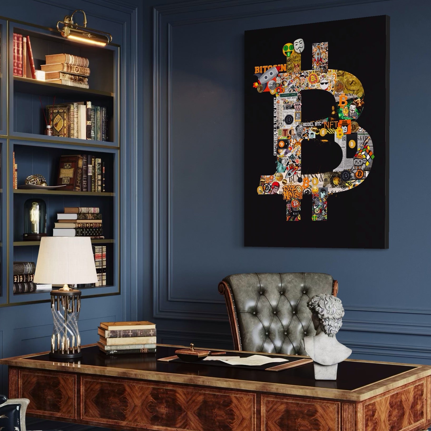 Tablou Canvas Premium LuxCanva® A1029, Bitcoin , Decorativ, Criptomoneda, BTC, Motivational, Culori Vibrante