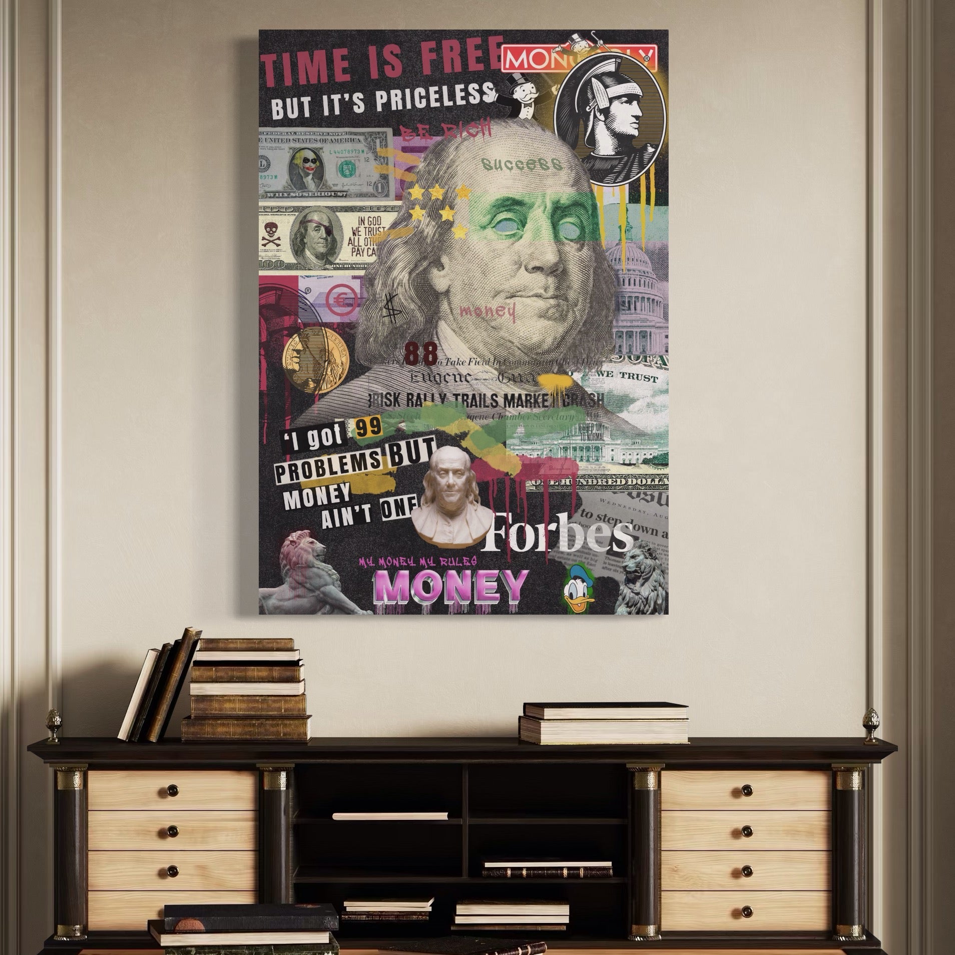 Tablou Canvas Premium LuxCanva® A1026, Benjamin Franklin , Decorativ, Politician, Motivational, Culori Vibrante