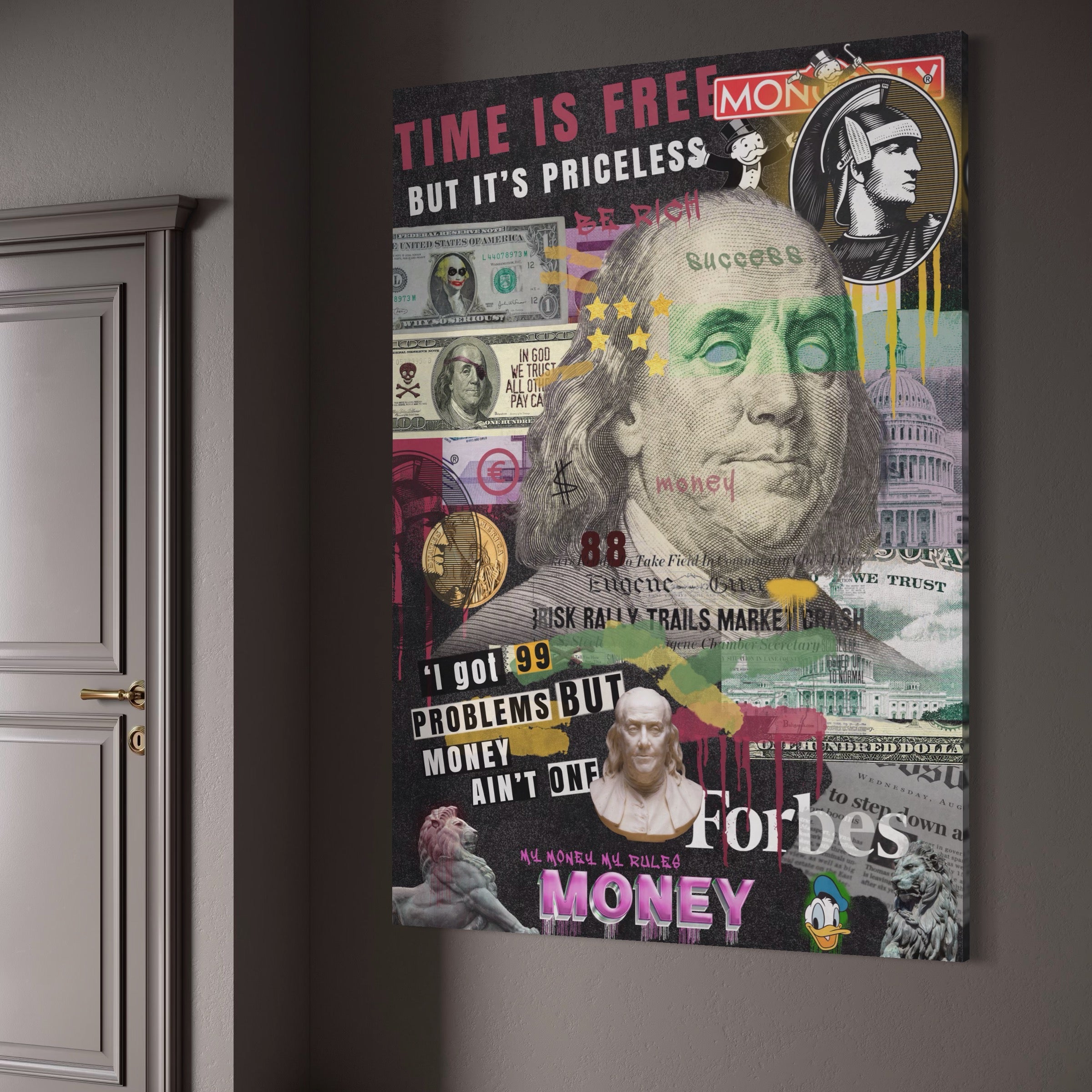Tablou Canvas Premium LuxCanva® A1026, Benjamin Franklin , Decorativ, Politician, Motivational, Culori Vibrante