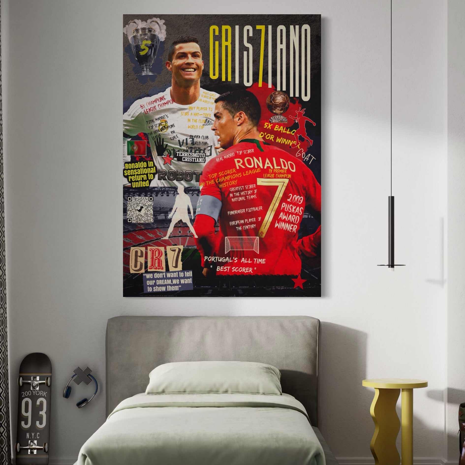 Tablou Canvas Premium LuxCanva® A1001, Cristiano Ronaldo ,Decorativ, Motivational, Sport, Vedete, Culori Vibrante