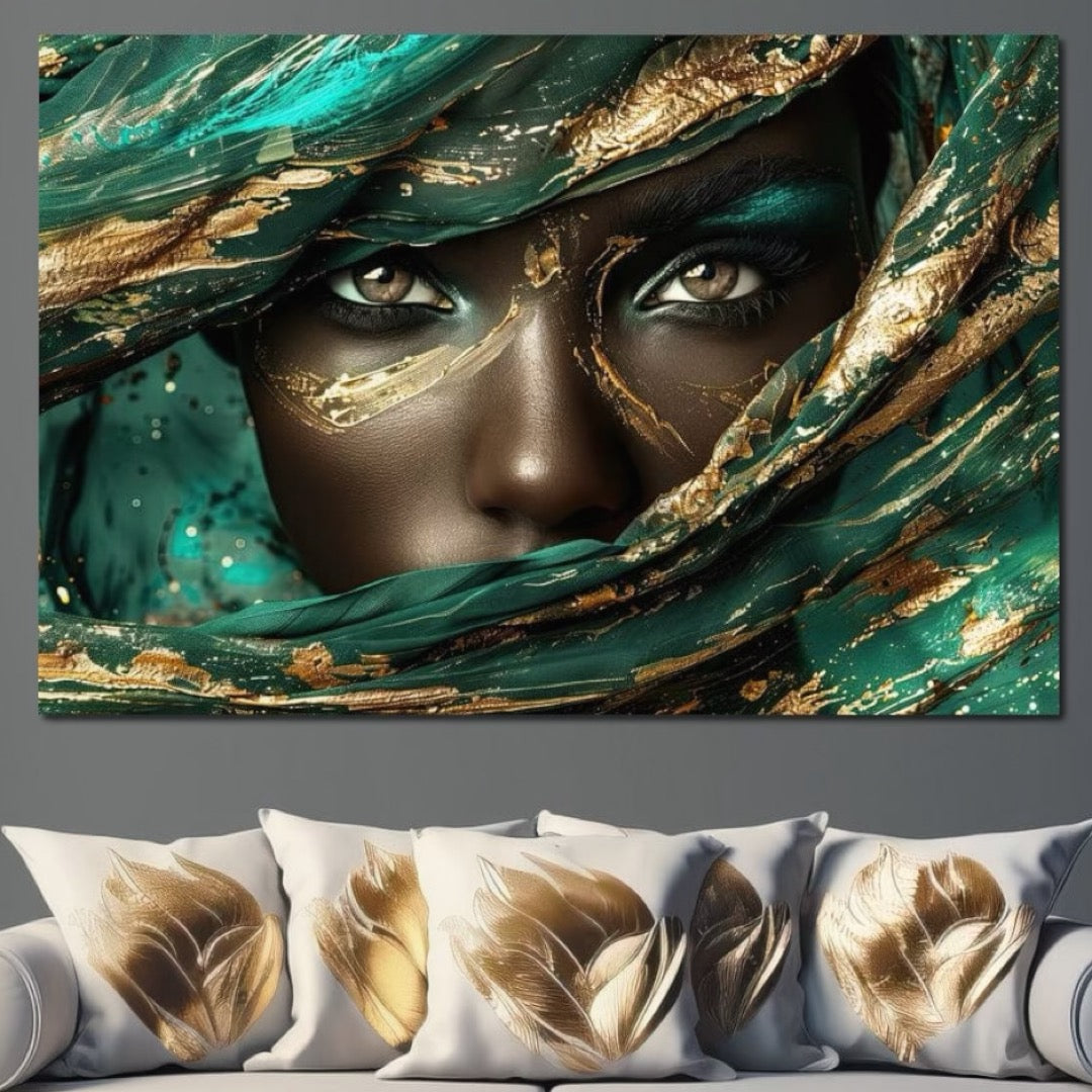 Tablou Canvas Premium LuxCanva® G1026, Ochi ce Spun Povesti , Oriental, Regina, Desert, Verde, Ochi, Boem, Smarald, Living, Dormitor