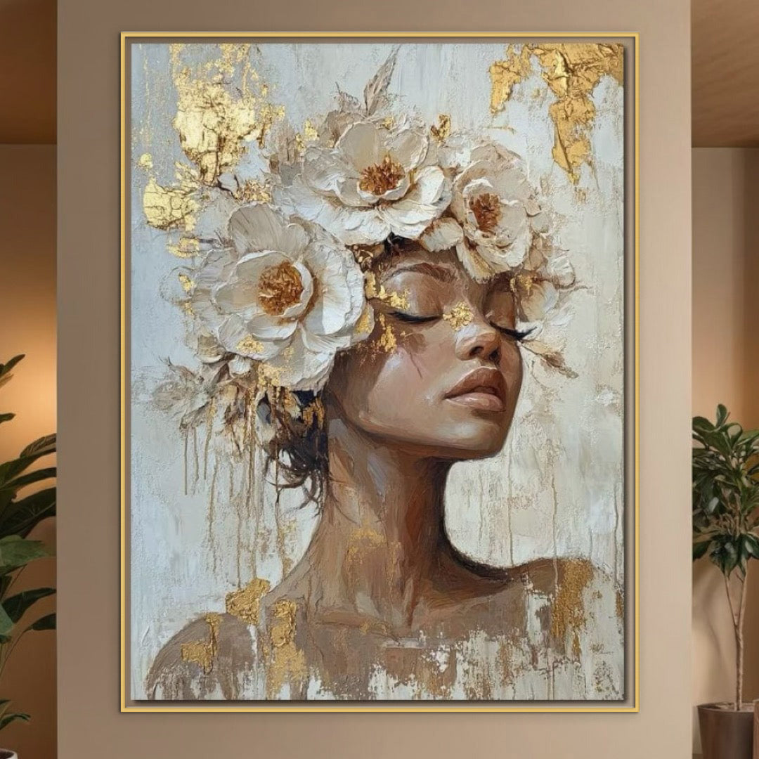 Tablou Canvas Premium LuxCanva® G1037, Esenta Angelica , Gratie, Spirit, Seninatate, Frumusete, Divina, Alb, Aur, Esenta, Living, Dormitor