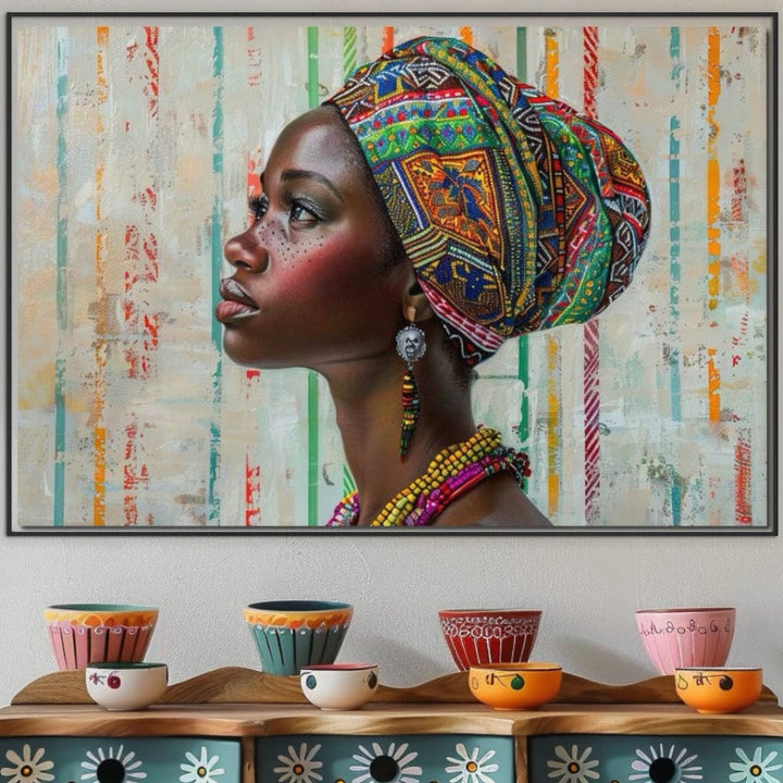 Tablou canvas cu tablou canvas portret femeie africana cu turban