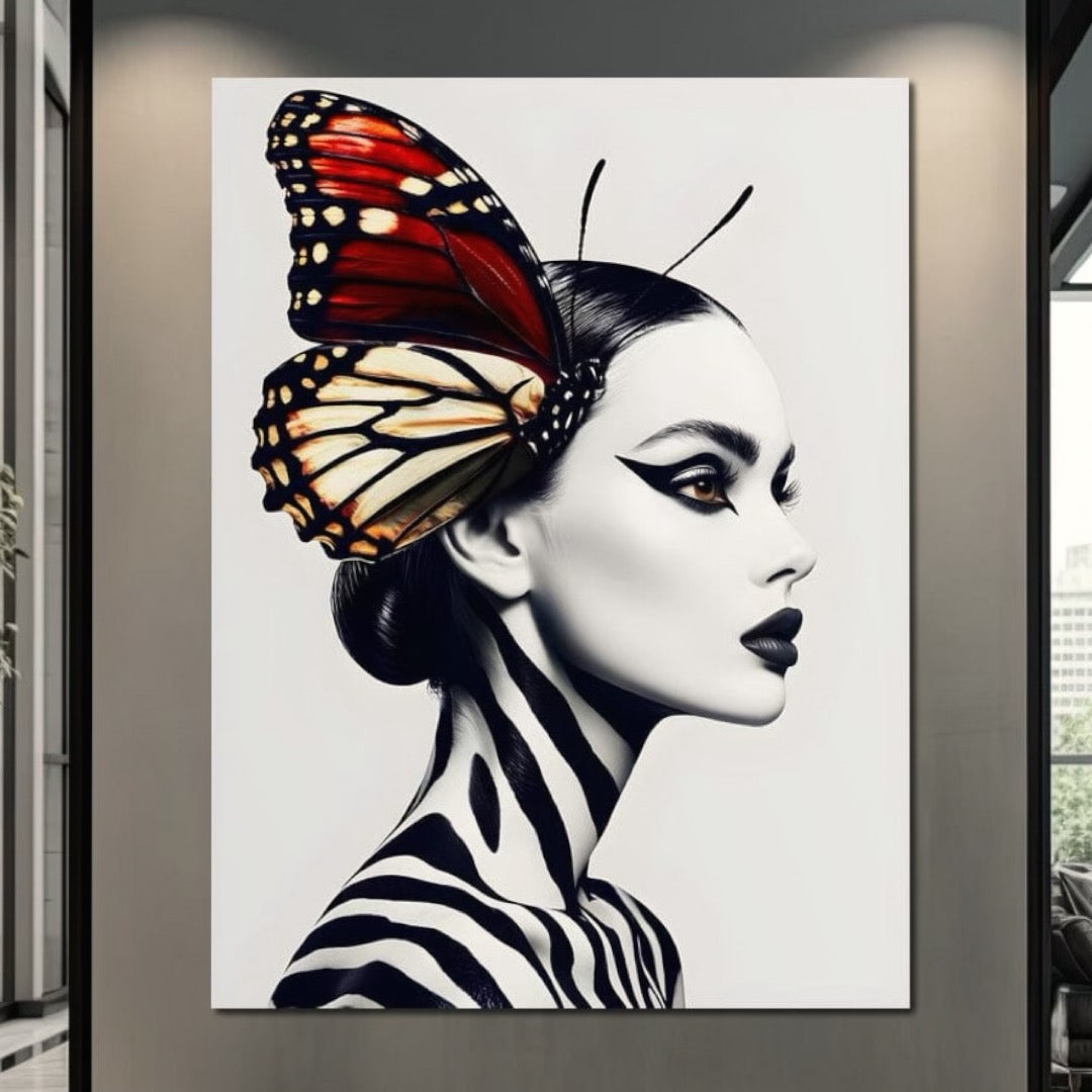 Tablou Canvas Premium LuxCanva® G1057, Fluturele Noptii , Transformare, Fluture, Omida, Simbioza, Metamorfoza, Living, Dormitor, Culori vibrante