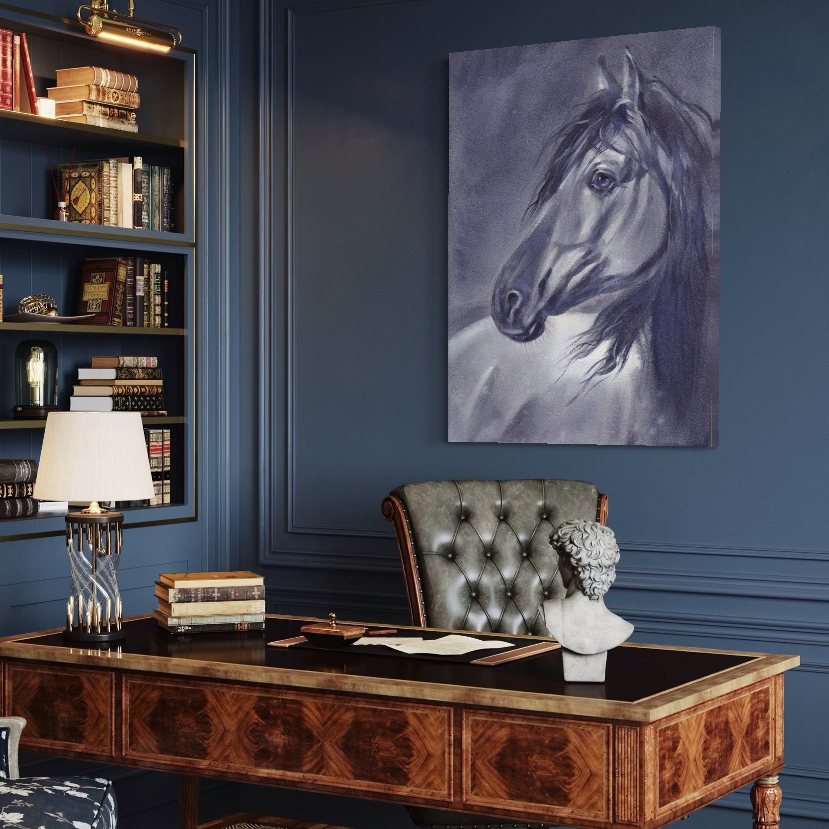 Tablou Canvas Premium LuxCanva® A1365, Calul Gri , Living, Animal, Portret, Mamifer, Dormitor, Culori Vibrante