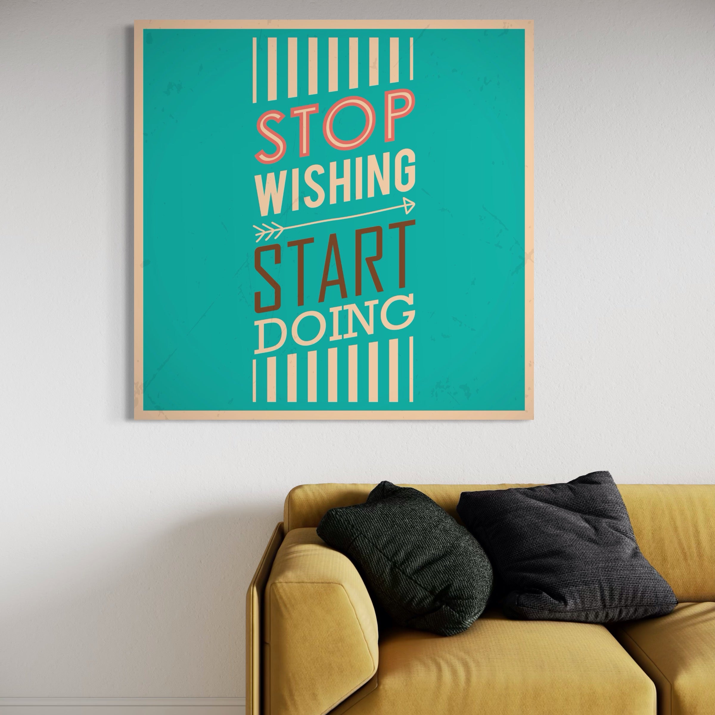 Tablou Canvas Premium LuxCanva® A1370, Stop Wishing, Start Doing , Birou, Succes, Motivatie, Munca, Dorinta, Culori Vibrante