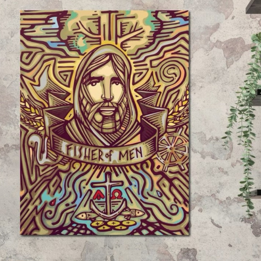 Tablou Canvas Premium LuxCanva® H1005, Iisus, Pastorul Oamenilor , Pescar, Icoana, Suflet, Speranta, Calauza, Ancora, Misticism, Religie, Living