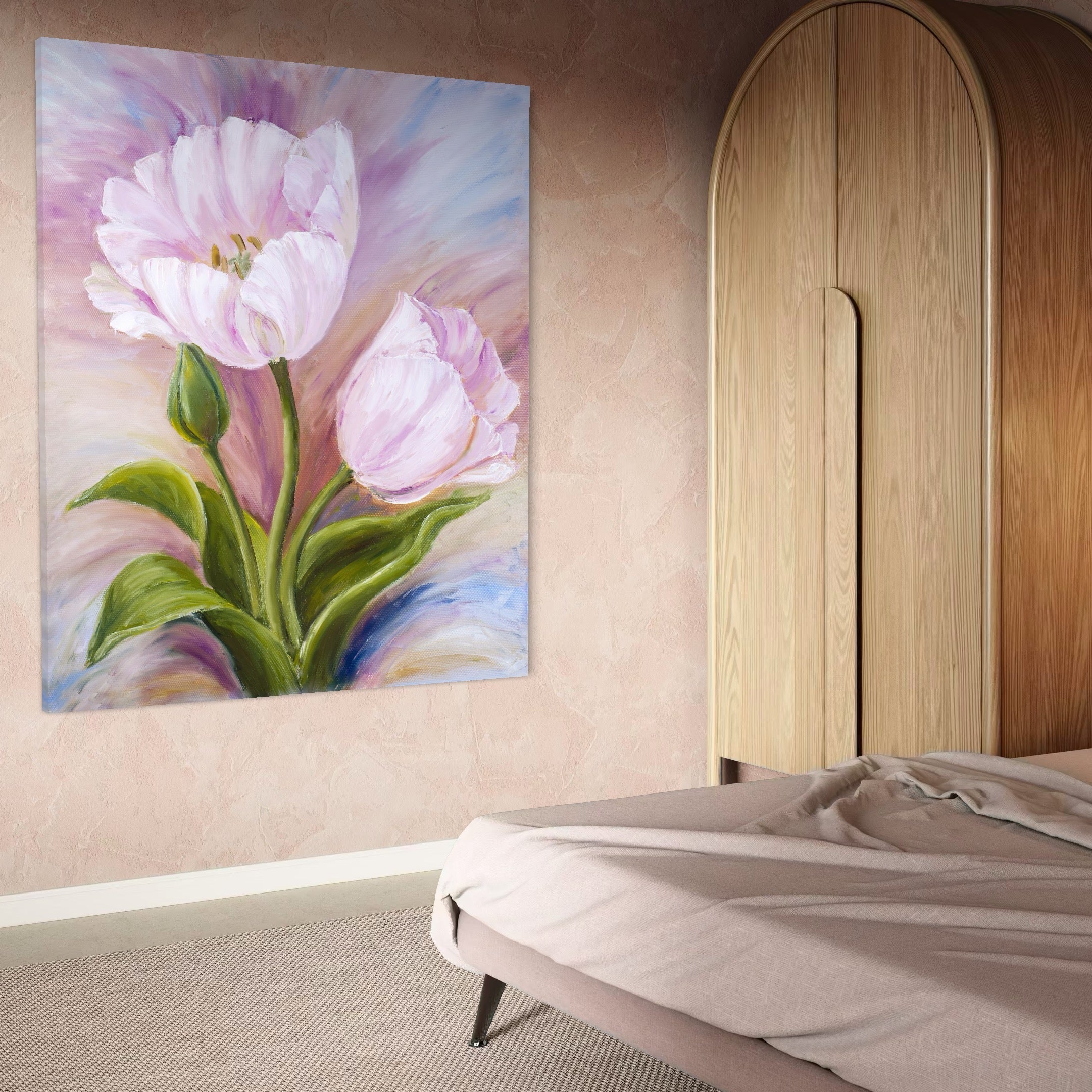 Tablou Canvas Premium LuxCanva® A1371, Pink Tulip , Dormitor, Lalea, Floare, Planta, Living, Culori Vibrante