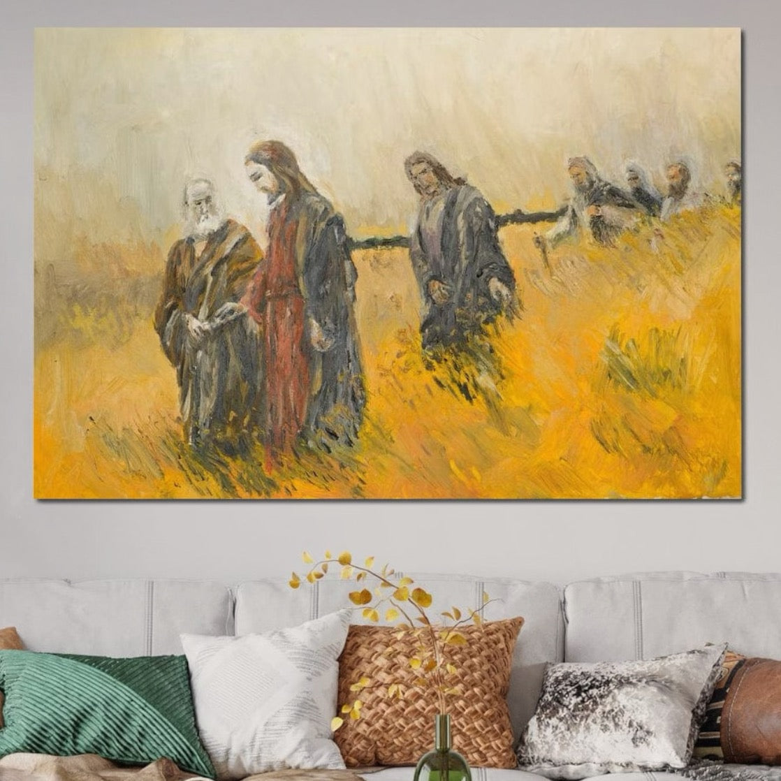Tablou Canvas Premium LuxCanva® H1007, Invatatorul si Apostolii , Drum, Ucenici, Pasi, Invataturi, Discipoli, Chemare, Divina, Dormitor, Living