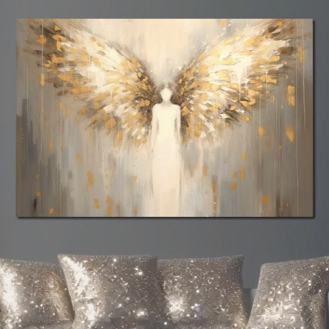 Tablou Canvas Premium LuxCanva® H1000, Aura Puritatii , Rai, Divinitate, Aurite, Aripi, Inger, Porti, Univers, Religie, Crestinism, Living, Dormitor, Birou