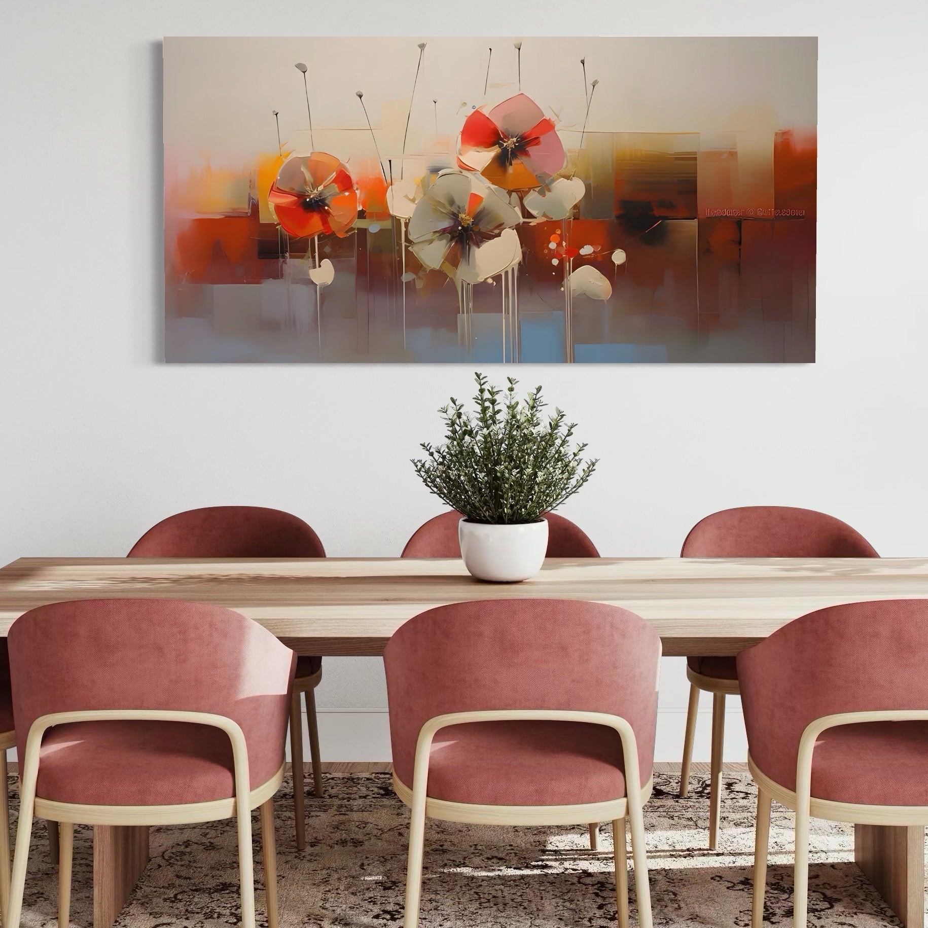 Tablou Canvas Premium LuxCanva® A1376, Painted Flowers , Dormitor, Flori, Pictura, Natura, Decorativ, Living, Culori Vibrante