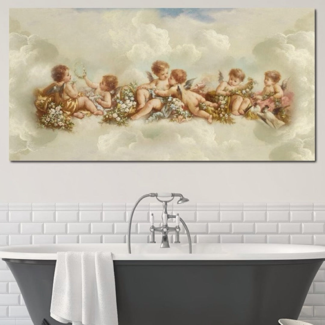 Tablou Canvas Premium LuxCanva® H1020 Ingerasii Paradisului , Ingeri, Rai, Armonie, Puritate, Copii, Binecuvantare, Nori, Inocenta, Living, Dormitor