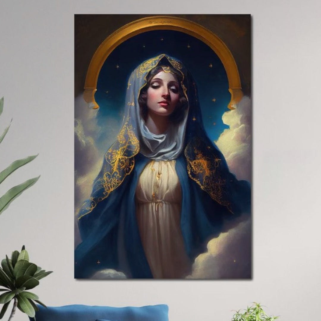 Tablou Canvas Premium LuxCanva® H1031, Divinitate si Gratie, Feciara Maria, Divinitate, Lumina, Credinta, Gratie, Ceresc, Pace Interioara, Spiritualitate, Living, Dormitor