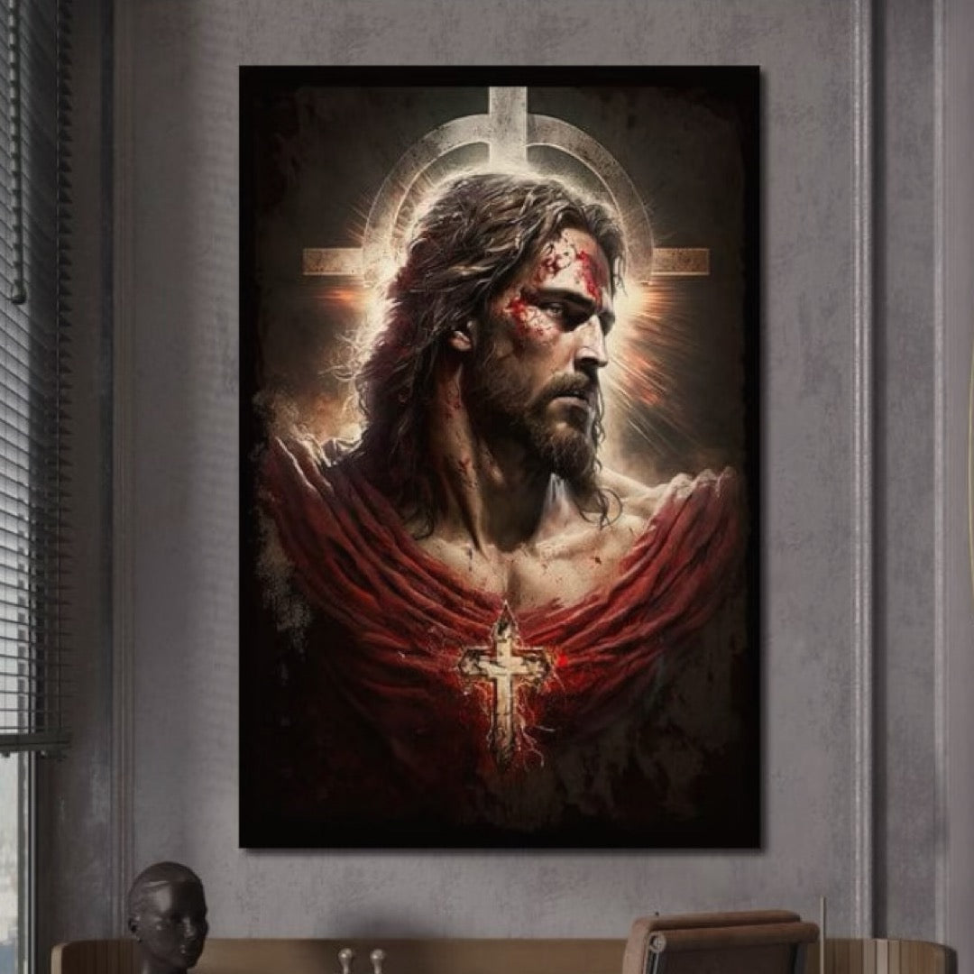 Tablou Canvas Premium LuxCanva® H1033, Jertfa Divina, Iisus, Credinta, Sacrificiu, Mantuire, Suferinta si Speranta, Martiriu, Biruinta, Arta Religioasa, Living, Dormitor