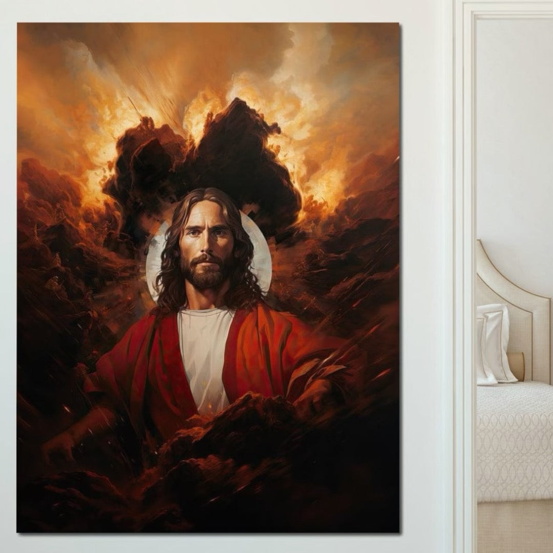 Tablou Canvas Premium LuxCanva® H1034, Forta Credintei, Iisus, Credinta, Rascumparare, Lumina si Intuneric, Sacrificiu, Mantuire, Arta Religioasa, Living, Dormitor