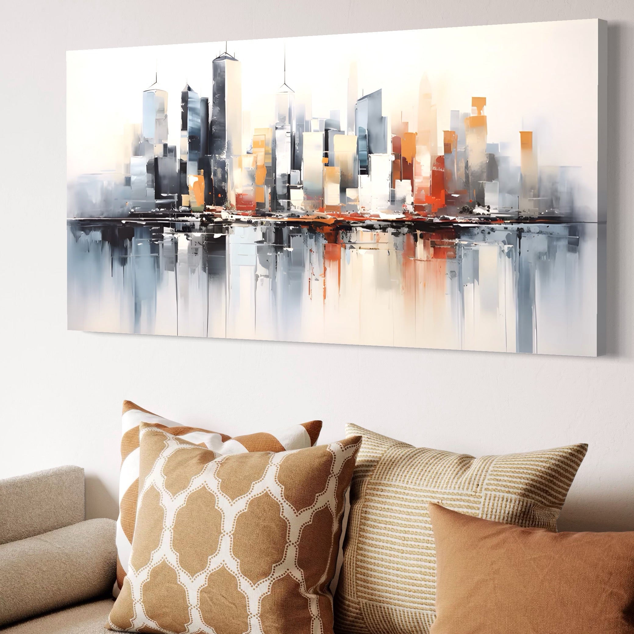 Tablou Canvas Premium LuxCanva® A1386, The City , Living, Oras, Cladiri, Reflexie, Dormitor, Culori Vibrante