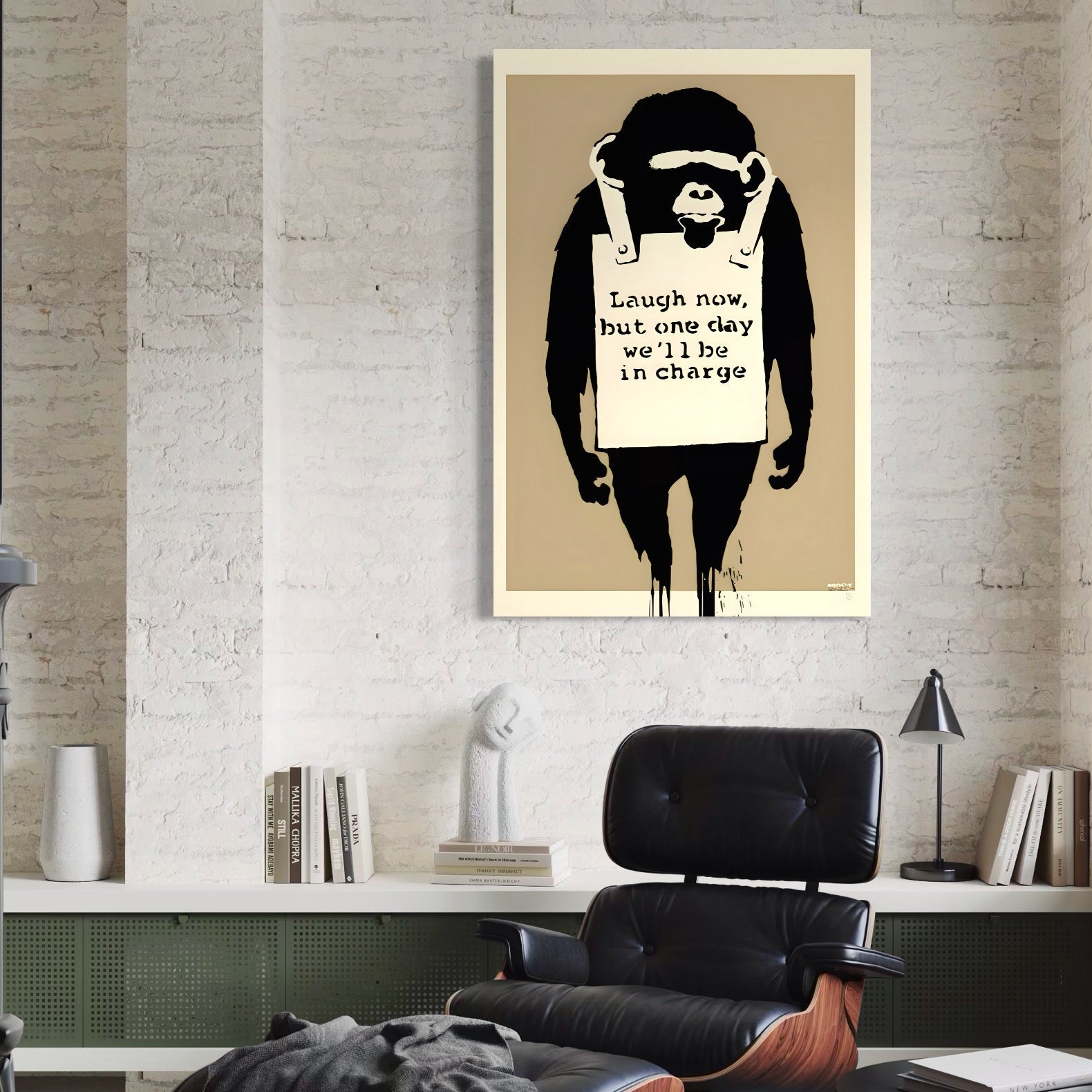 Tablou Canvas Premium LuxCanva® A1387, Laugh Now , Living, Maimuta, Jungla, Motivational, Echipa, Birou, Culori Vibrante