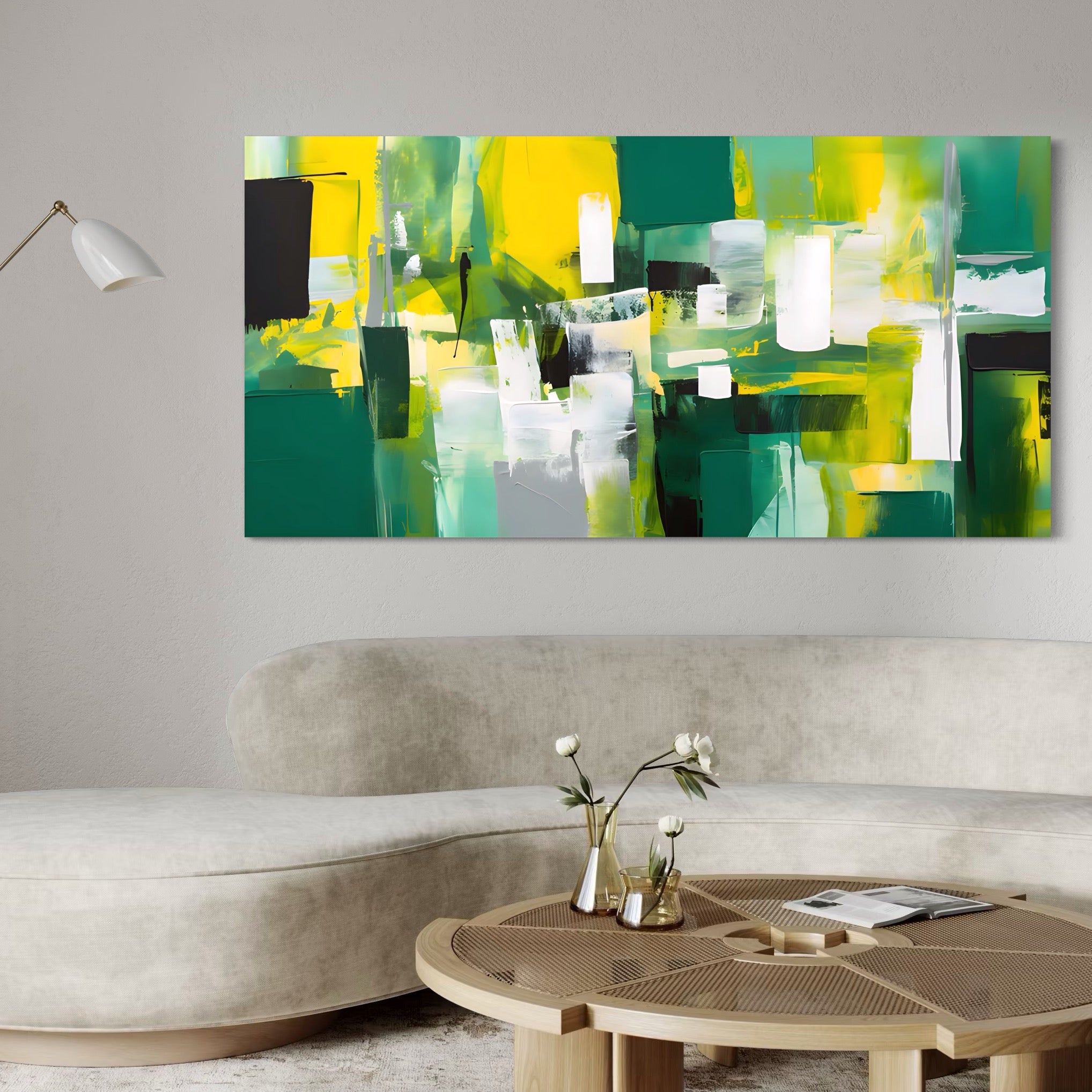 Tablou Canvas Premium LuxCanva® A1388, Abstract Green , Living, Verde, Culoare, Arta Moderna, Dormitor, Culori Vibrante