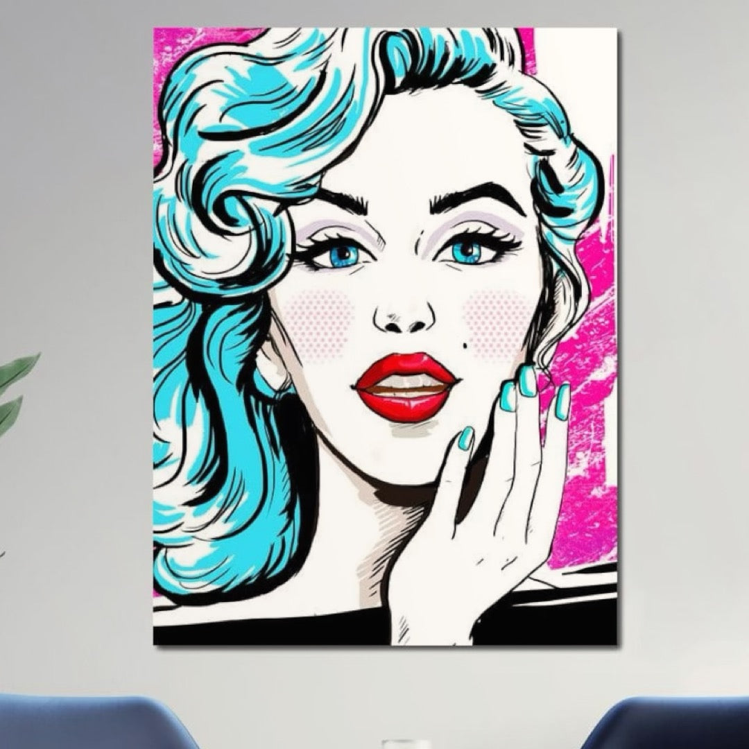Tablou Canvas Premium, LuxCanva® G1076, Vintage Diva, Pop Art, Vintage, Buze, Rosii, Retro, Atitudine, Glamour, Arta, Urban, Living, Dormitor