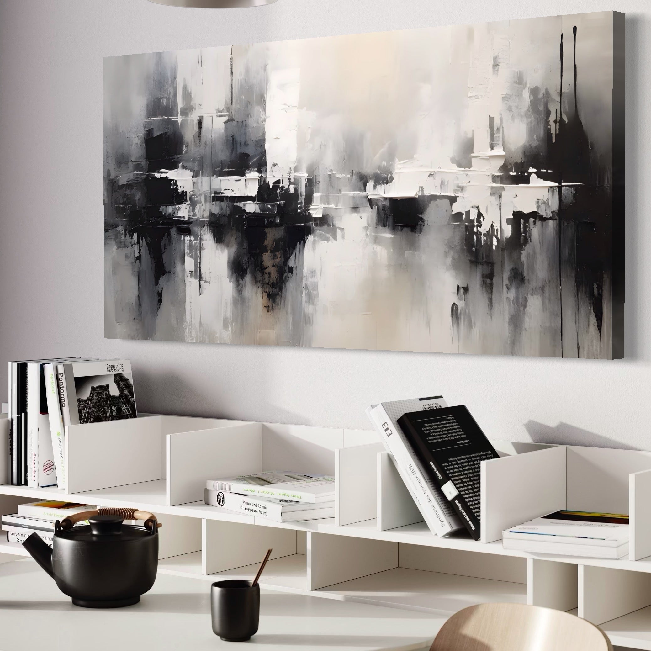 Tablou Canvas Premium LuxCanva® A1390, Abstract Gray , Living, Arta Moderna, Gri, Reflexie De Culori, Galerie, Culori Vibrante