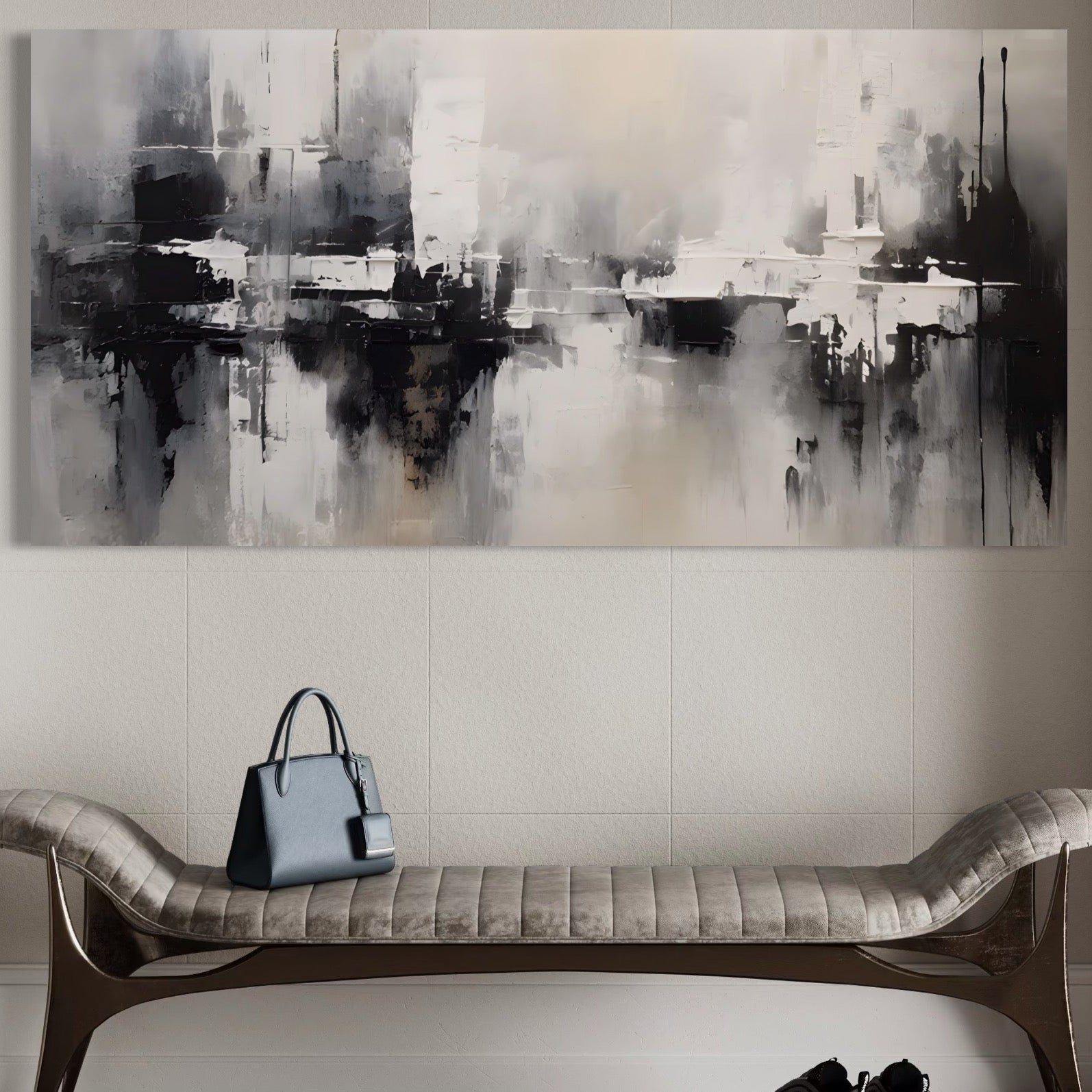 Tablou Canvas Premium LuxCanva® A1390, Abstract Gray , Living, Arta Moderna, Gri, Reflexie De Culori, Galerie, Culori Vibrante
