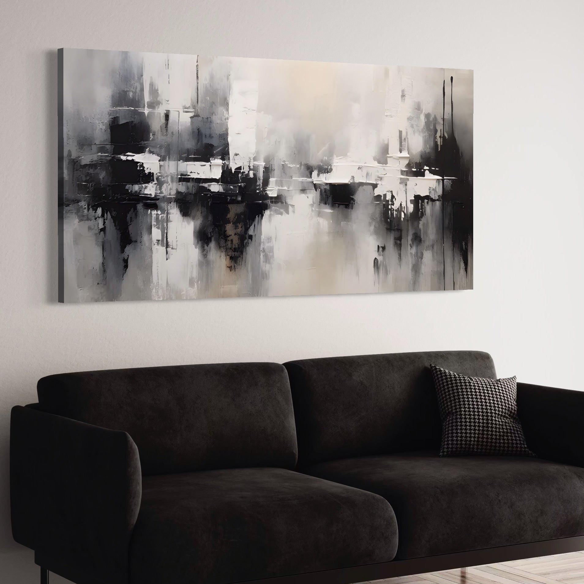 Tablou Canvas Premium LuxCanva® A1390, Abstract Gray , Living, Arta Moderna, Gri, Reflexie De Culori, Galerie, Culori Vibrante