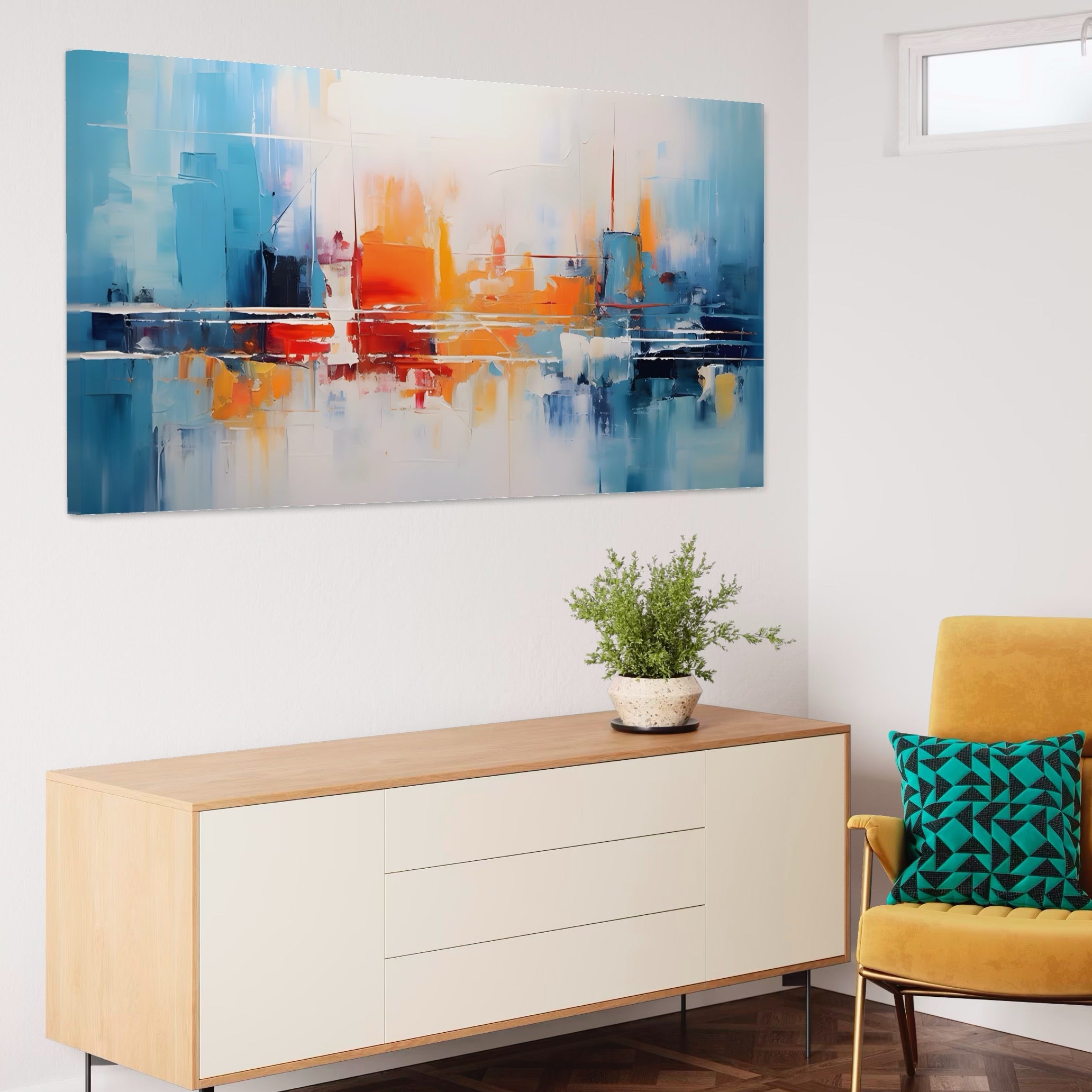 Tablou Canvas Premium LuxCanva® A1391, Contrast De Culori , Living, Arta Moderna, Pata De Culoare, Abstract, Dormitor, Culori Vibrante