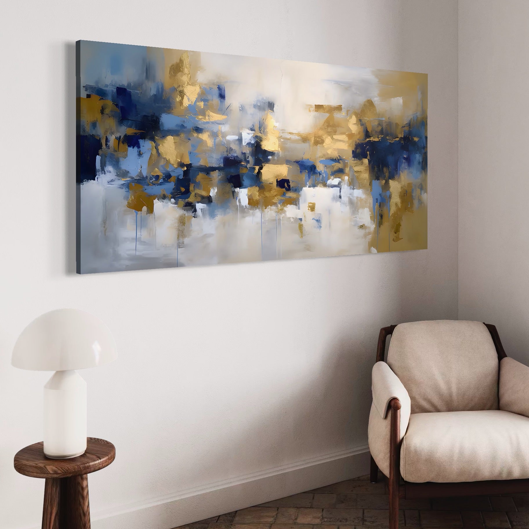 Tablou Canvas Premium LuxCanva® A1392, Golden Art , Dormitor, Decorativ, Pata de Culoare, Arta Abstracta, Living, Culori Vibrante