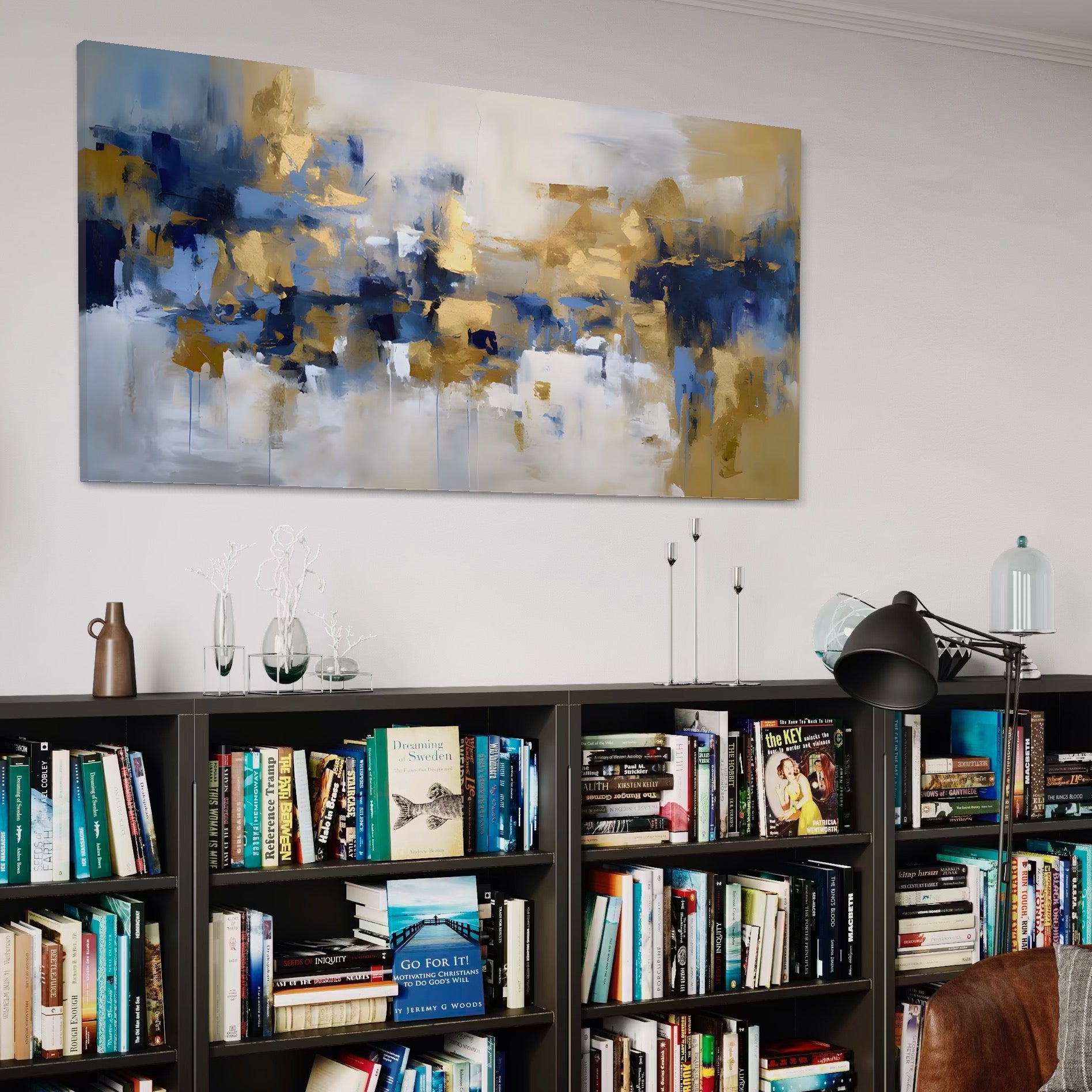 Tablou Canvas Premium LuxCanva® A1392, Golden Art , Dormitor, Decorativ, Pata de Culoare, Arta Abstracta, Living, Culori Vibrante