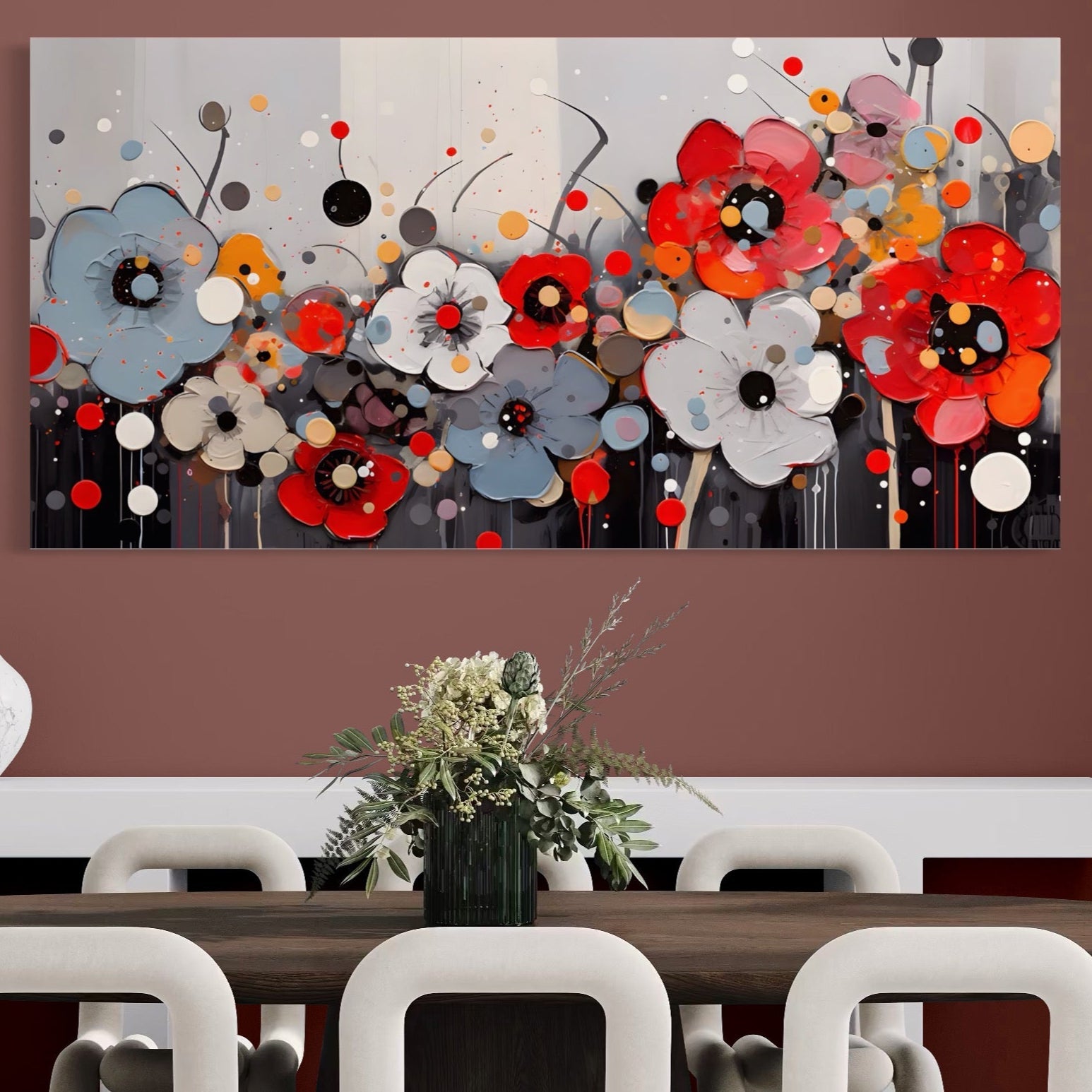 Tablou Canvas Premium LuxCanva® A1394, Pictura Florala , Galerie, Paleta De Culori, Flori Colorate, Decorativ, Culori Vibrante