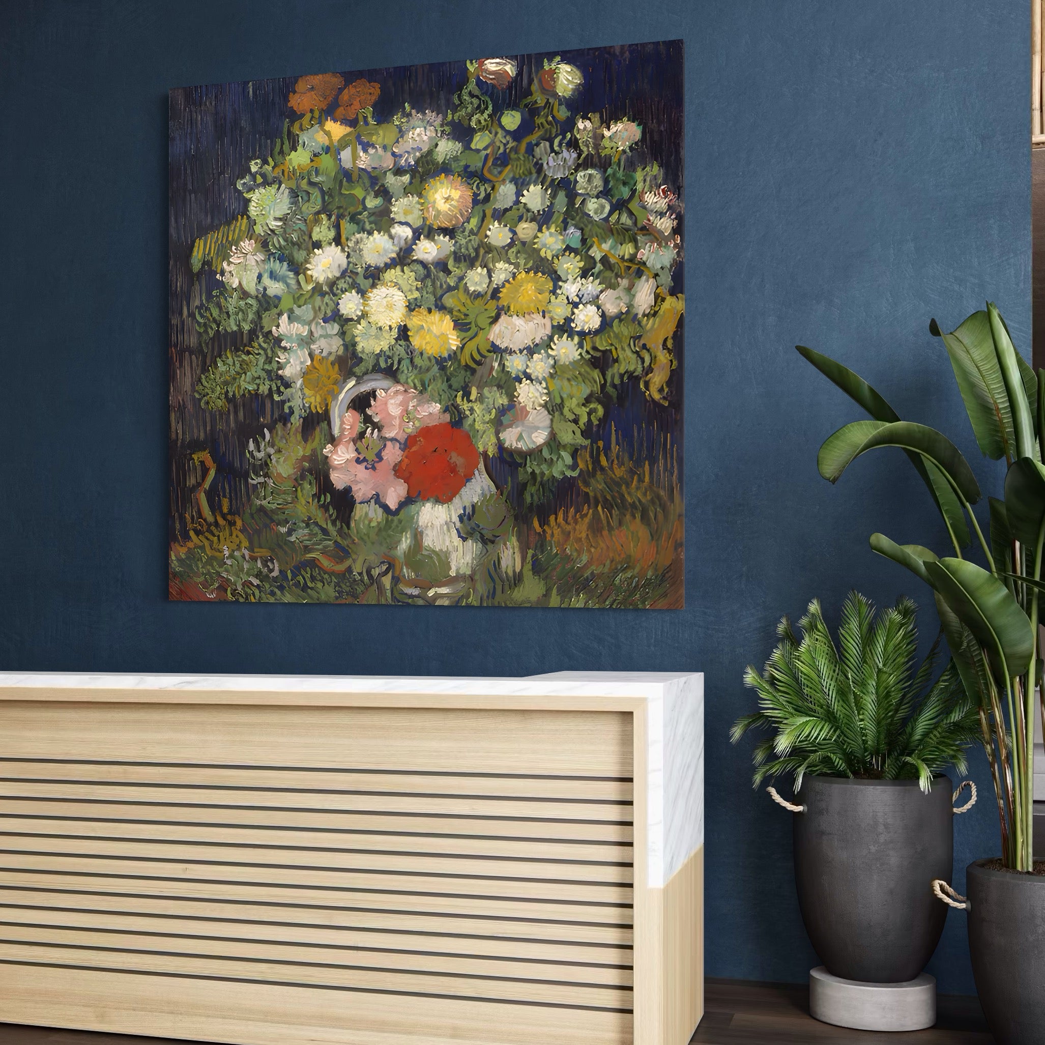 Tablou Canvas Premium LuxCanva® A1397, Flori In Vaza ,  Room, Pictura, Crizanteme, Living, Culori Vibrante