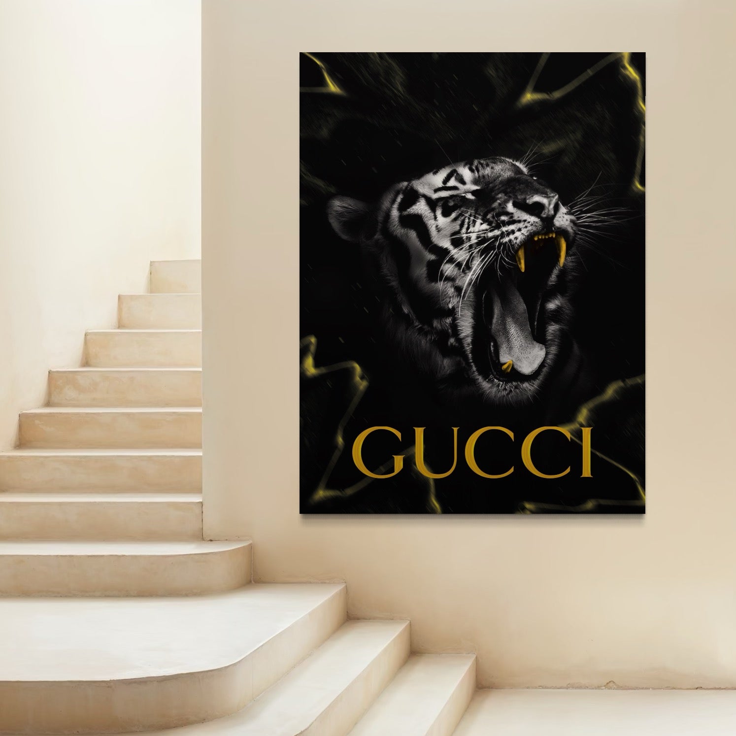 Tablou Canvas Premium, LuxCanva® A1044, Gucci Tiger, Tigru, Lux Brand, Moda, Culori Vibrante